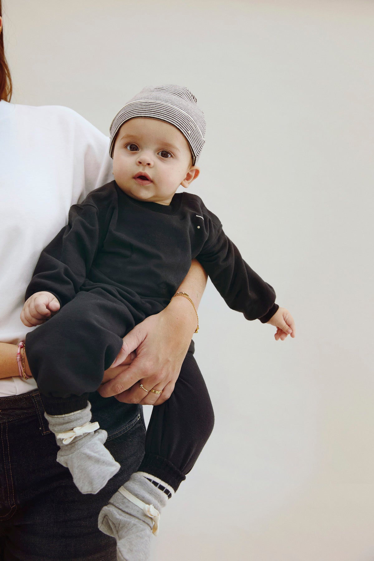 Gray Label - Baby有機棉毛帽  - 0-12m - Pirate Black/Cream