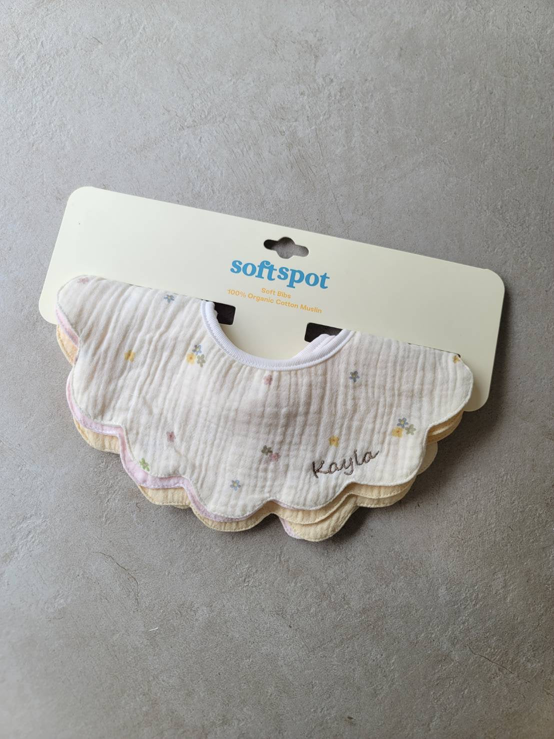 Soft Spot - 有機棉紗花瓣口水巾3入組 - Springtime