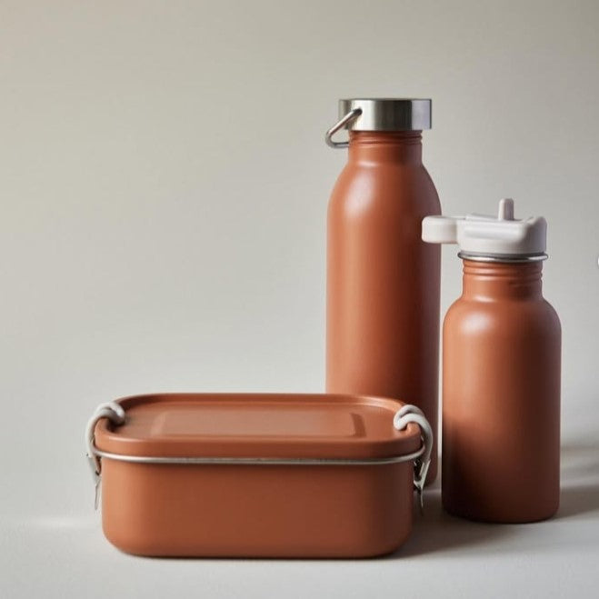 Haps Nordic - 不鏽鋼水瓶含吸管瓶蓋400ml - Terracotta