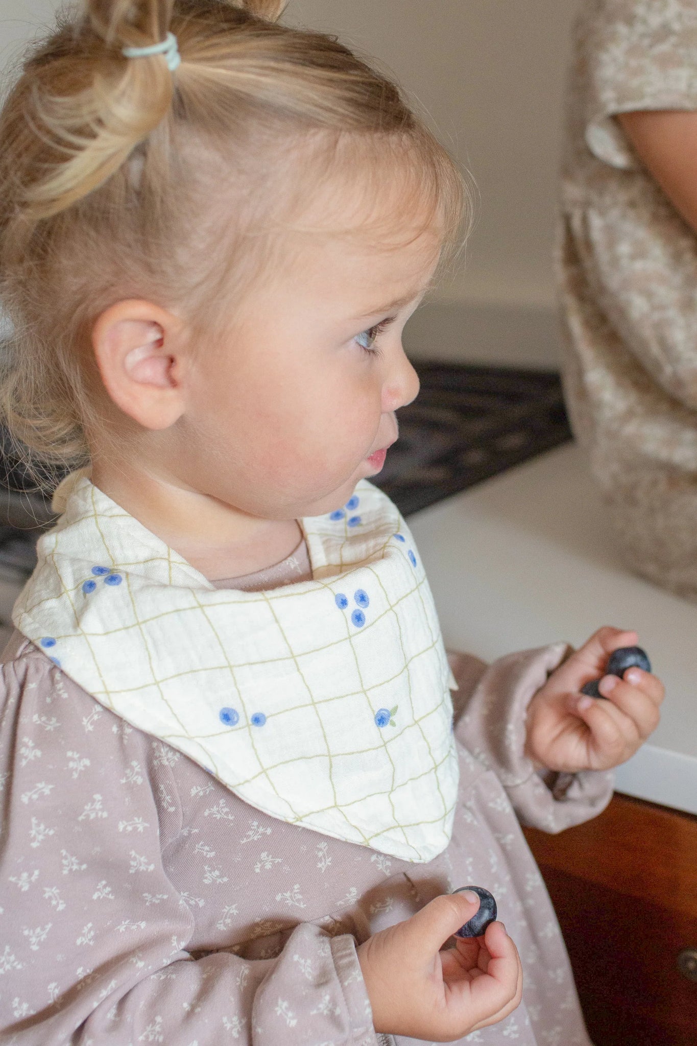 Soft Spot - 有機棉紗領巾口水巾3入組 - Blueberries