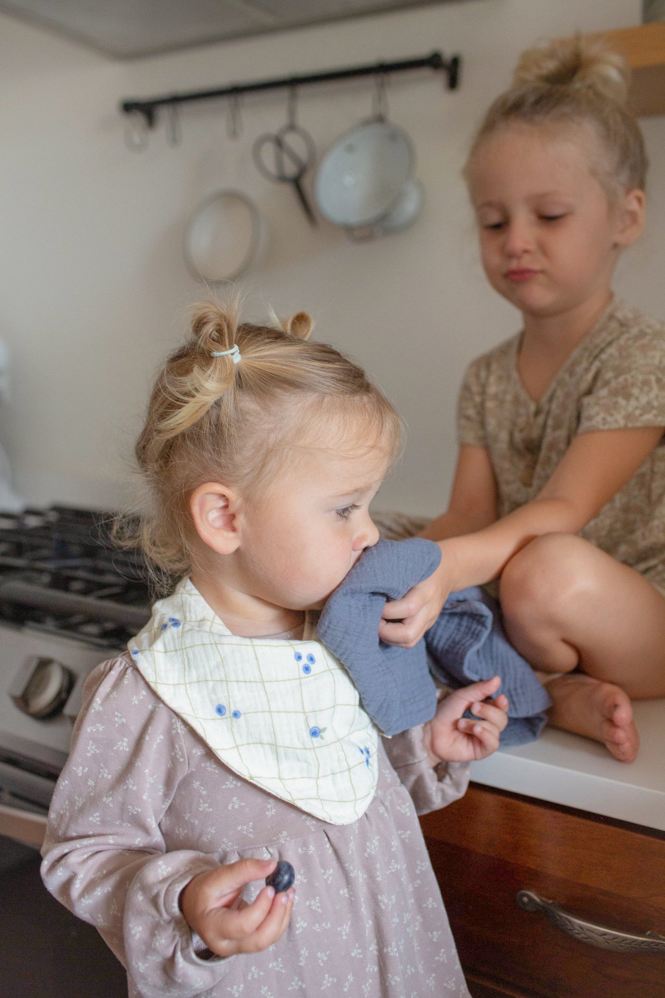 Soft Spot - 有機棉紗領巾口水巾3入組 - Blueberries