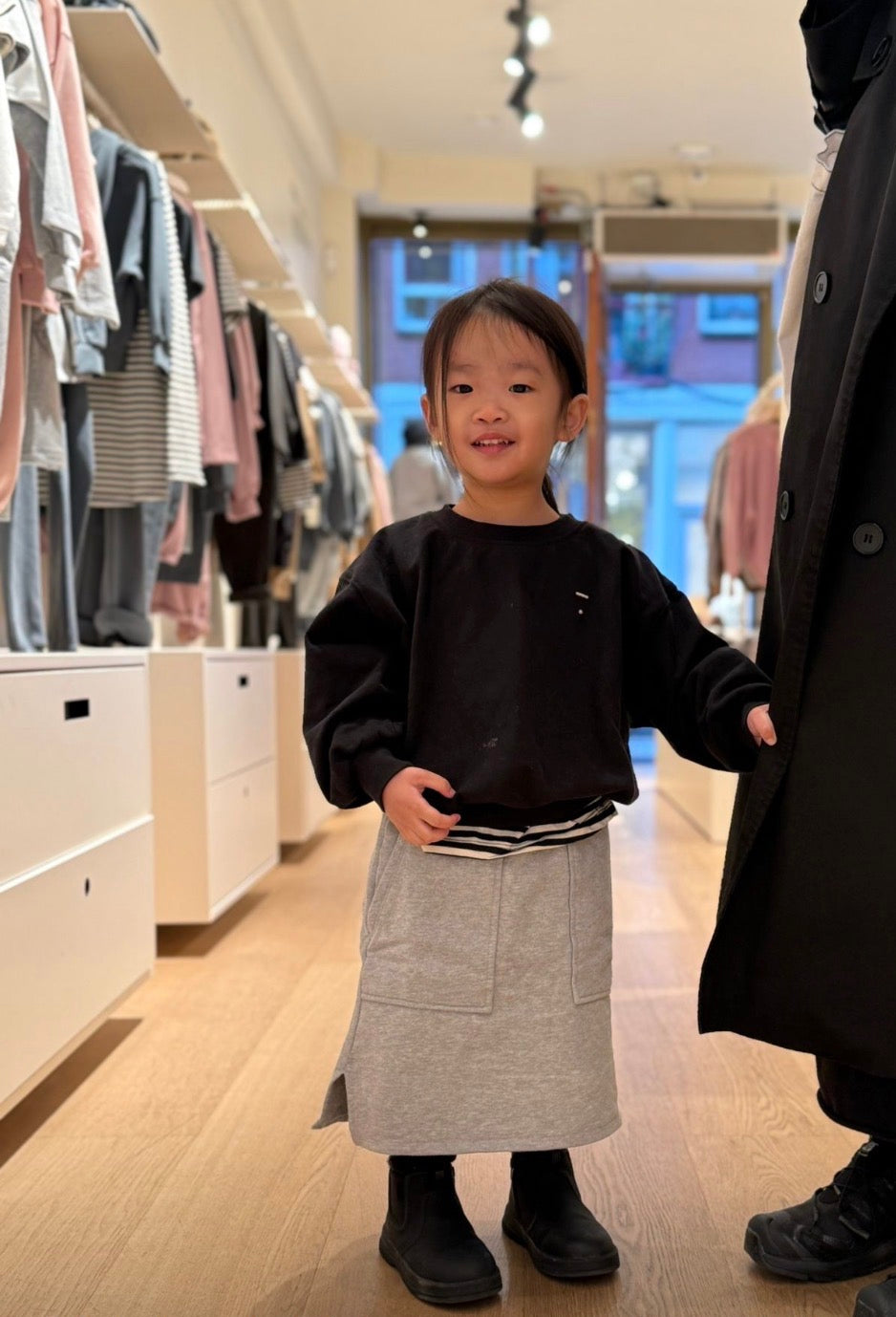 Gray Label - 兒童雙口袋棉裙 - 1-2y/2-3y - Grey Melange