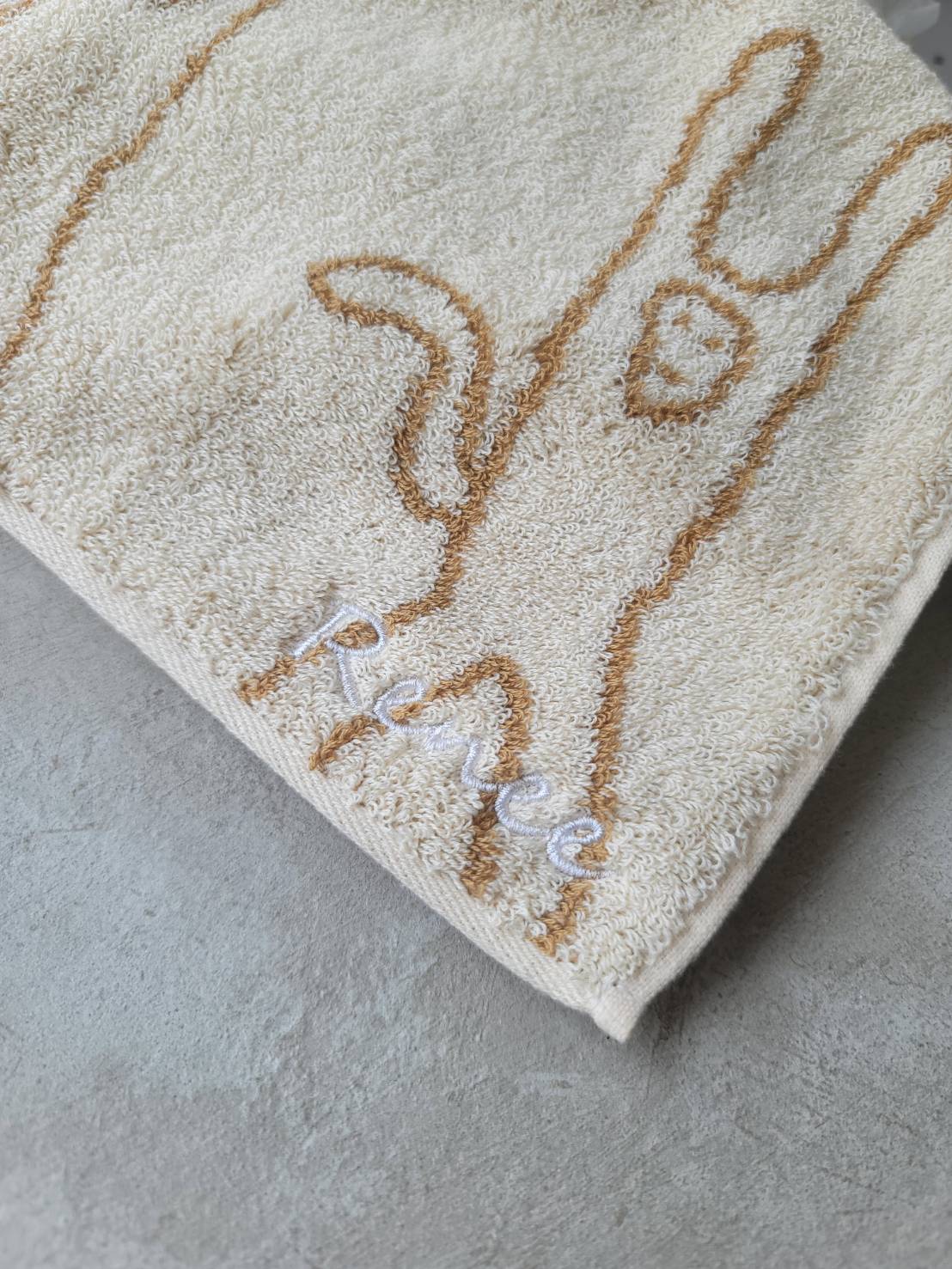 WARMGREY TAIL - 純棉毛巾 40x80 - MONKEY IVORY