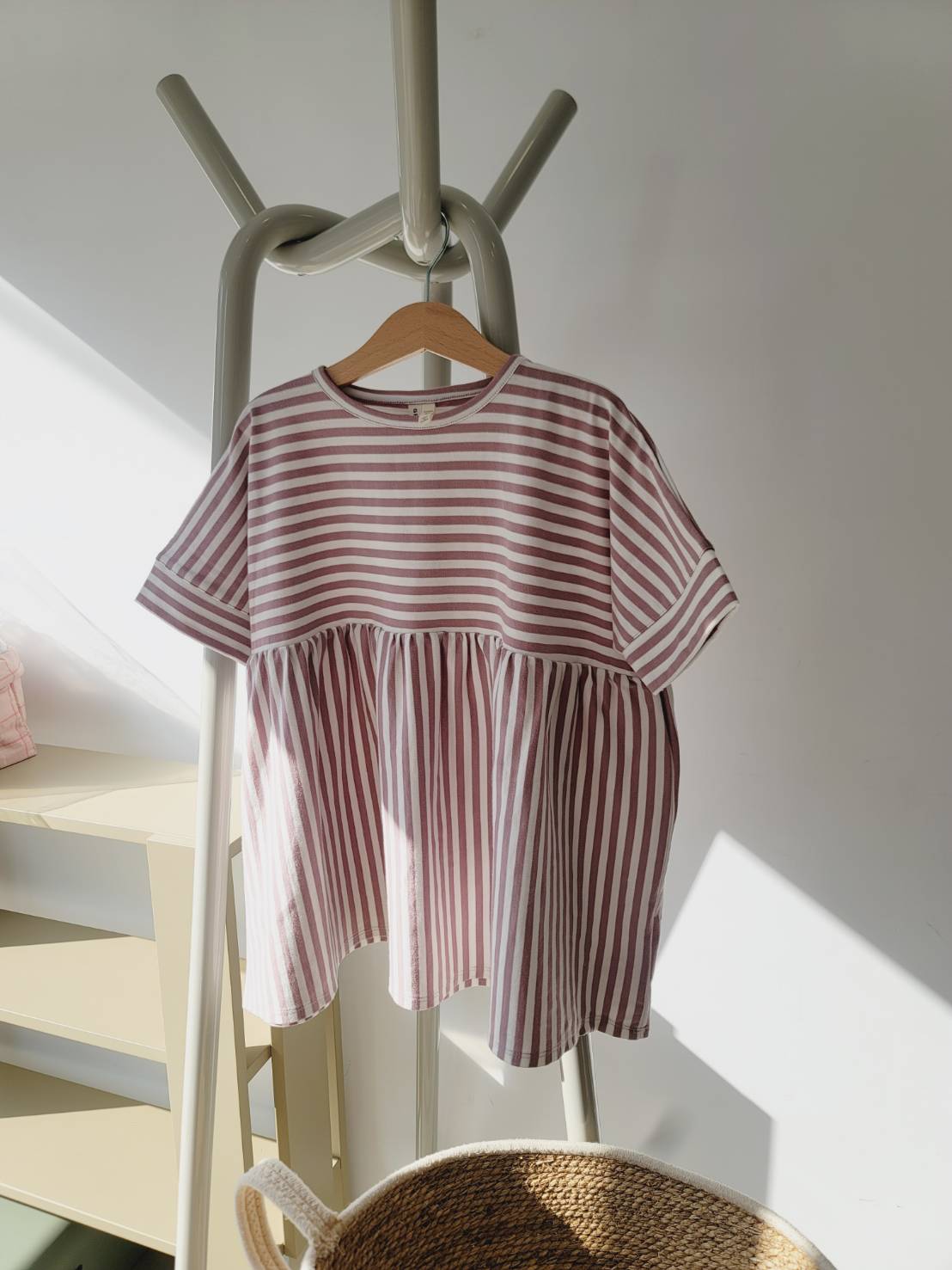 Gray Label - 兒童T-shirt洋裝 - Berry/Off White