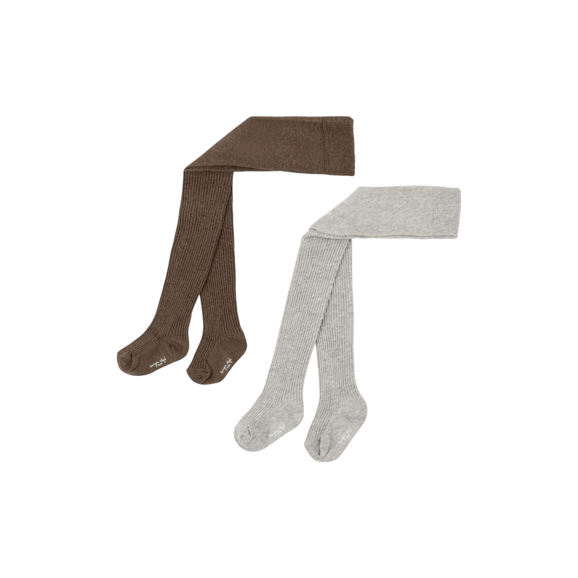 Konges Sløjd - 羅紋褲襪2入 - soft grey/brown