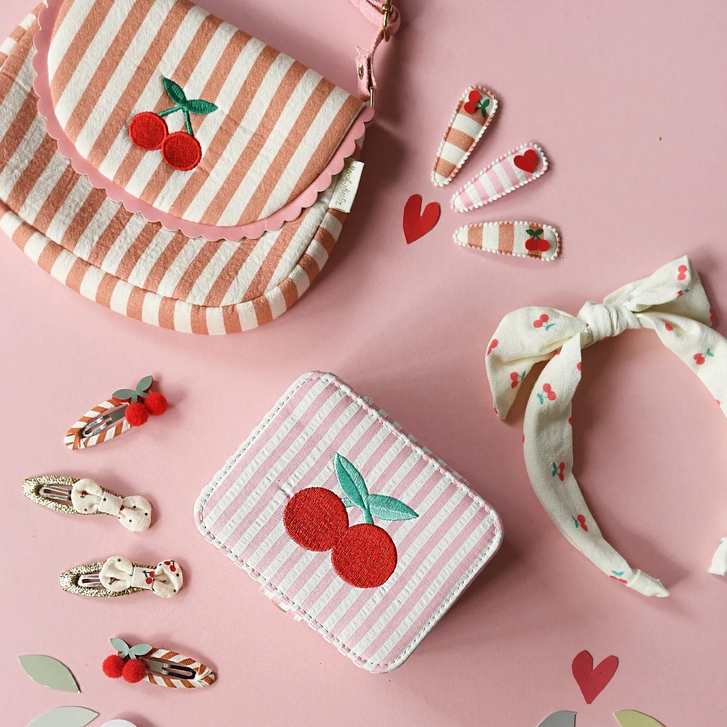 Rockahula Kids - 鏤空髮夾 - Stripy Cherry