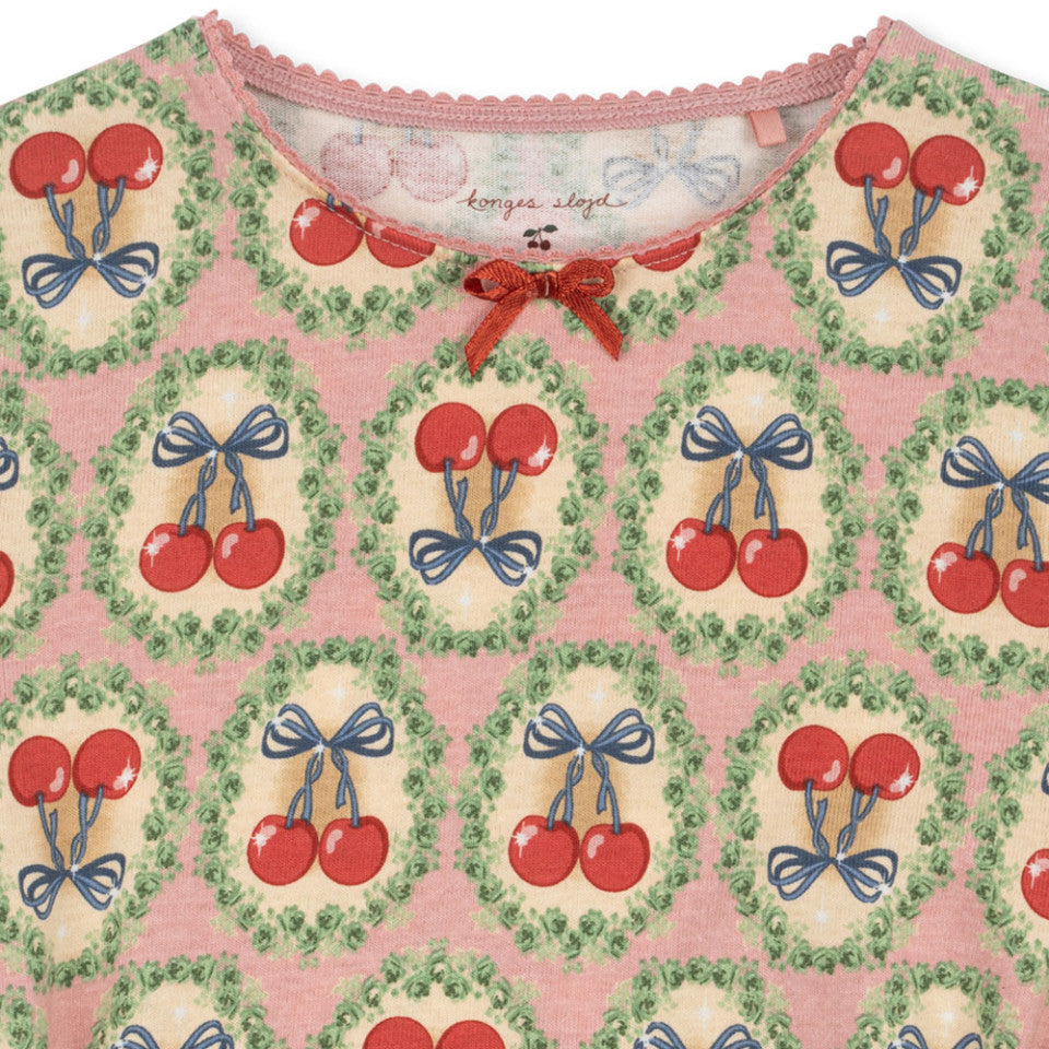 Konges Sløjd - 有機棉長袖洋裝 - cherry bow