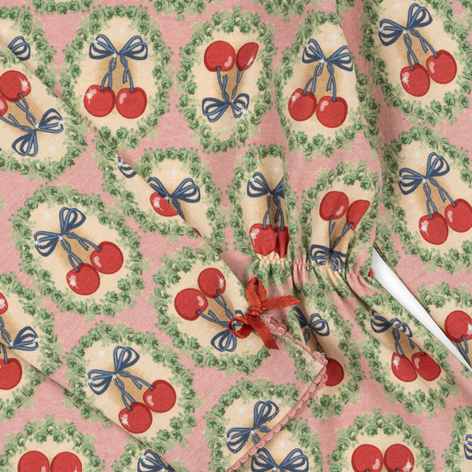 Konges Sløjd - 有機棉長袖洋裝 - cherry bow