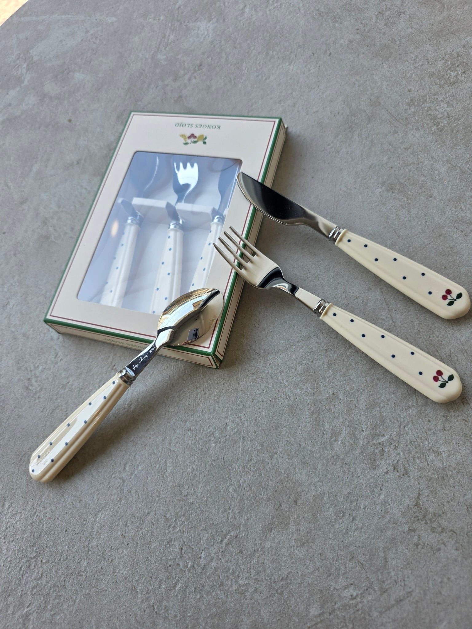 Konges Sløjd - 兒童刀叉匙餐具組 - navy dot