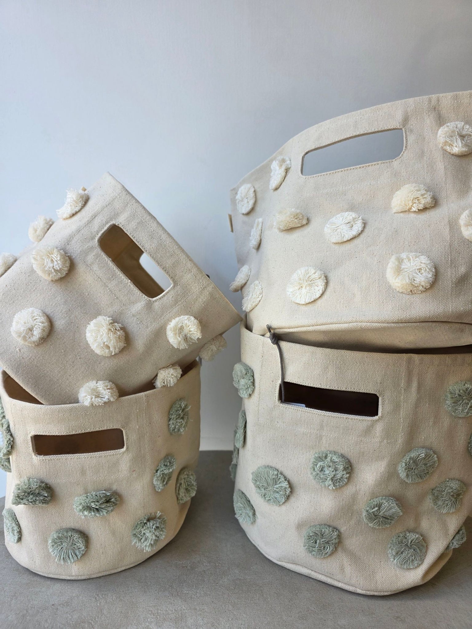 Pehr - 毛球帆布收納籃 - Sea