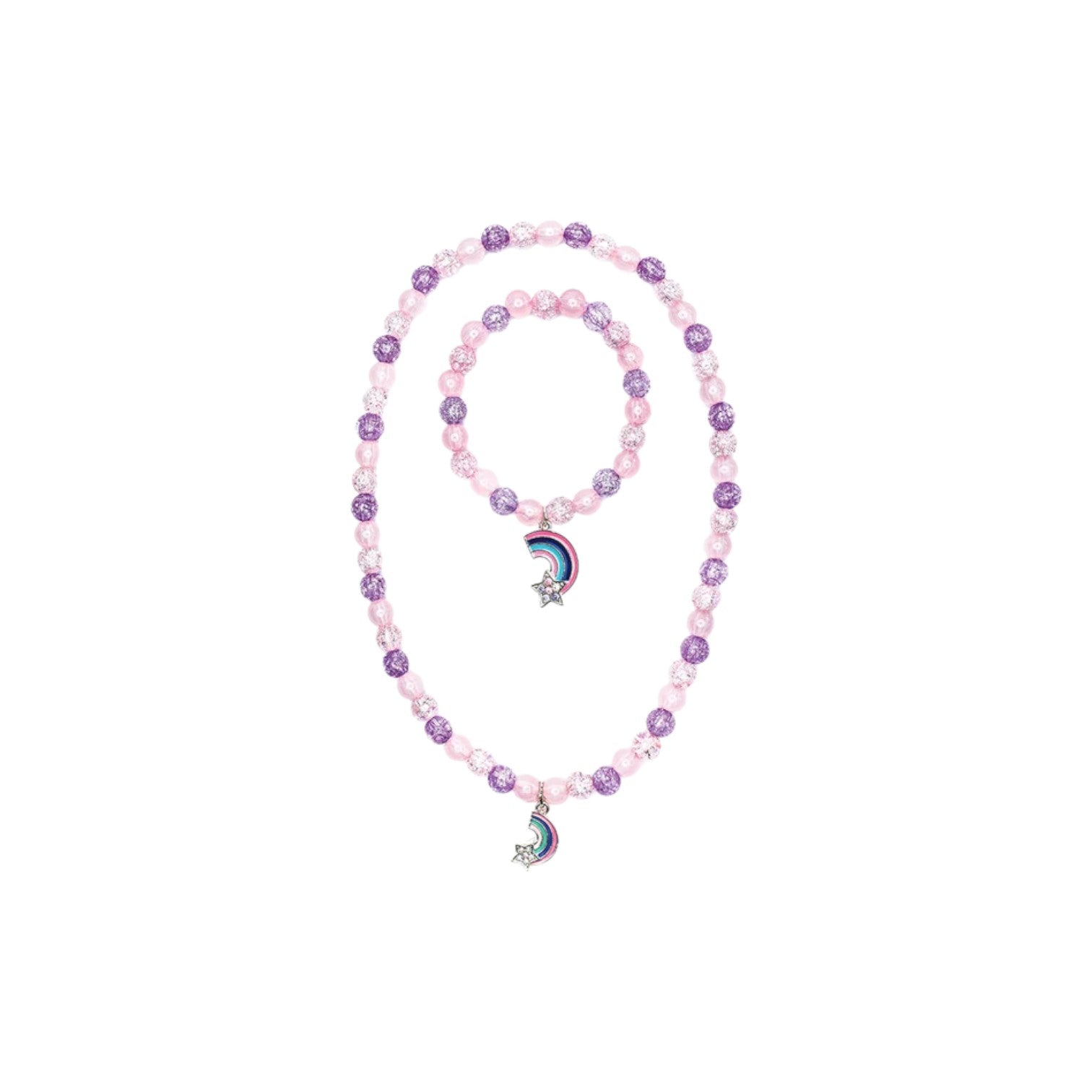 裝扮系列 - 串珠手鍊+項鍊組 - Purple Rainbow