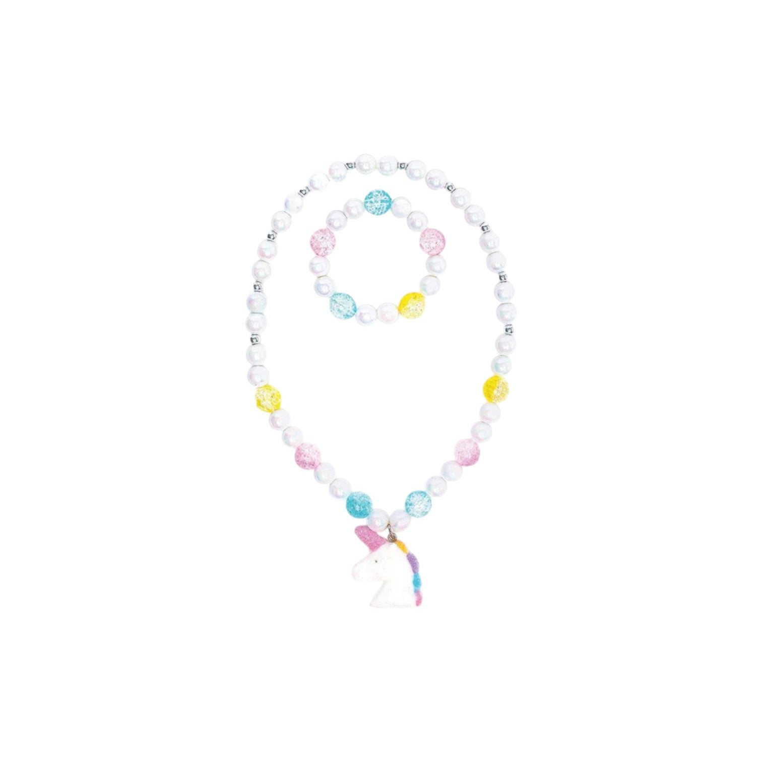 裝扮系列 - 串珠手鍊+項鍊組 - White Unicorn