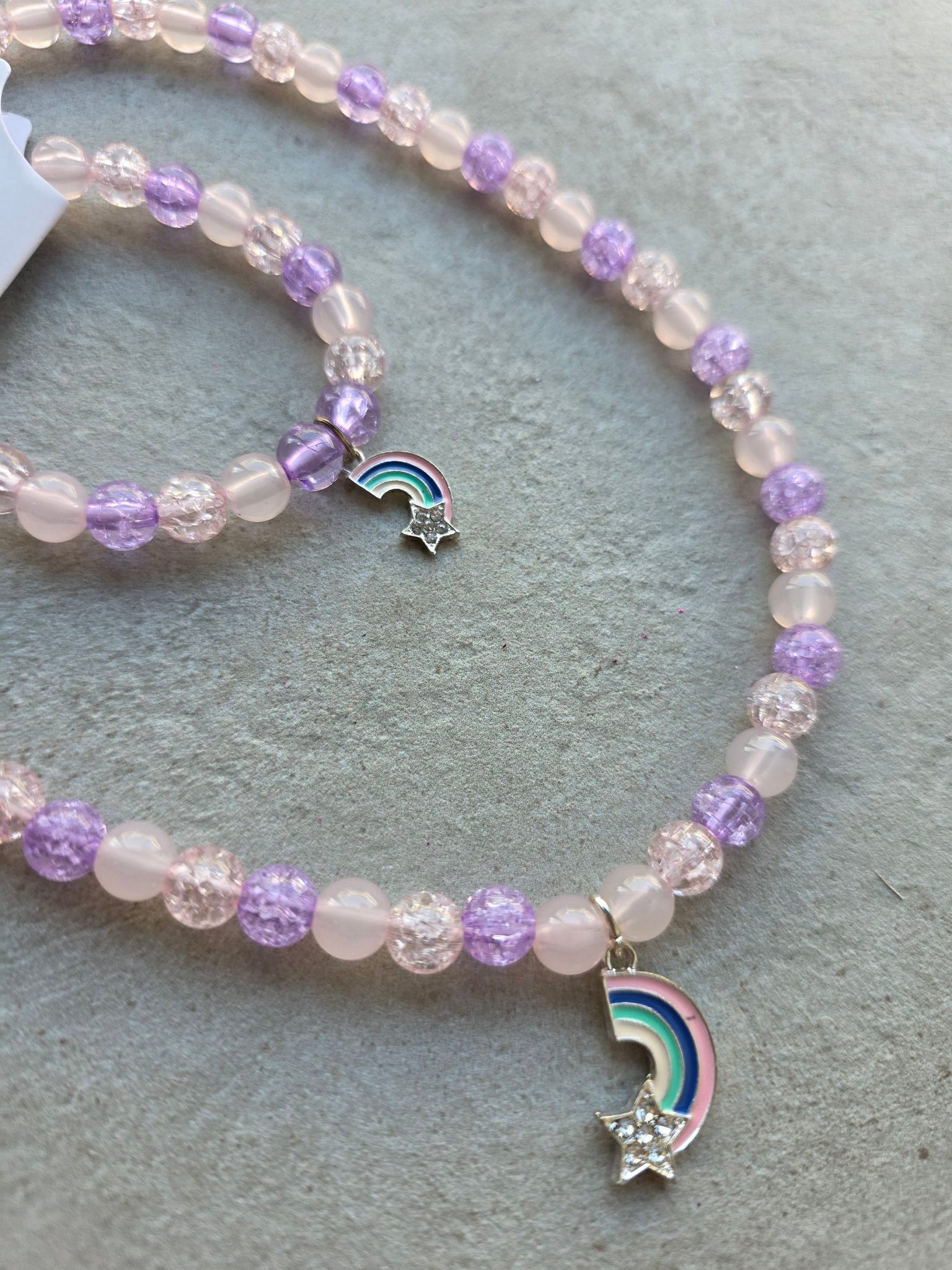 裝扮系列 - 串珠手鍊+項鍊組 - Purple Rainbow