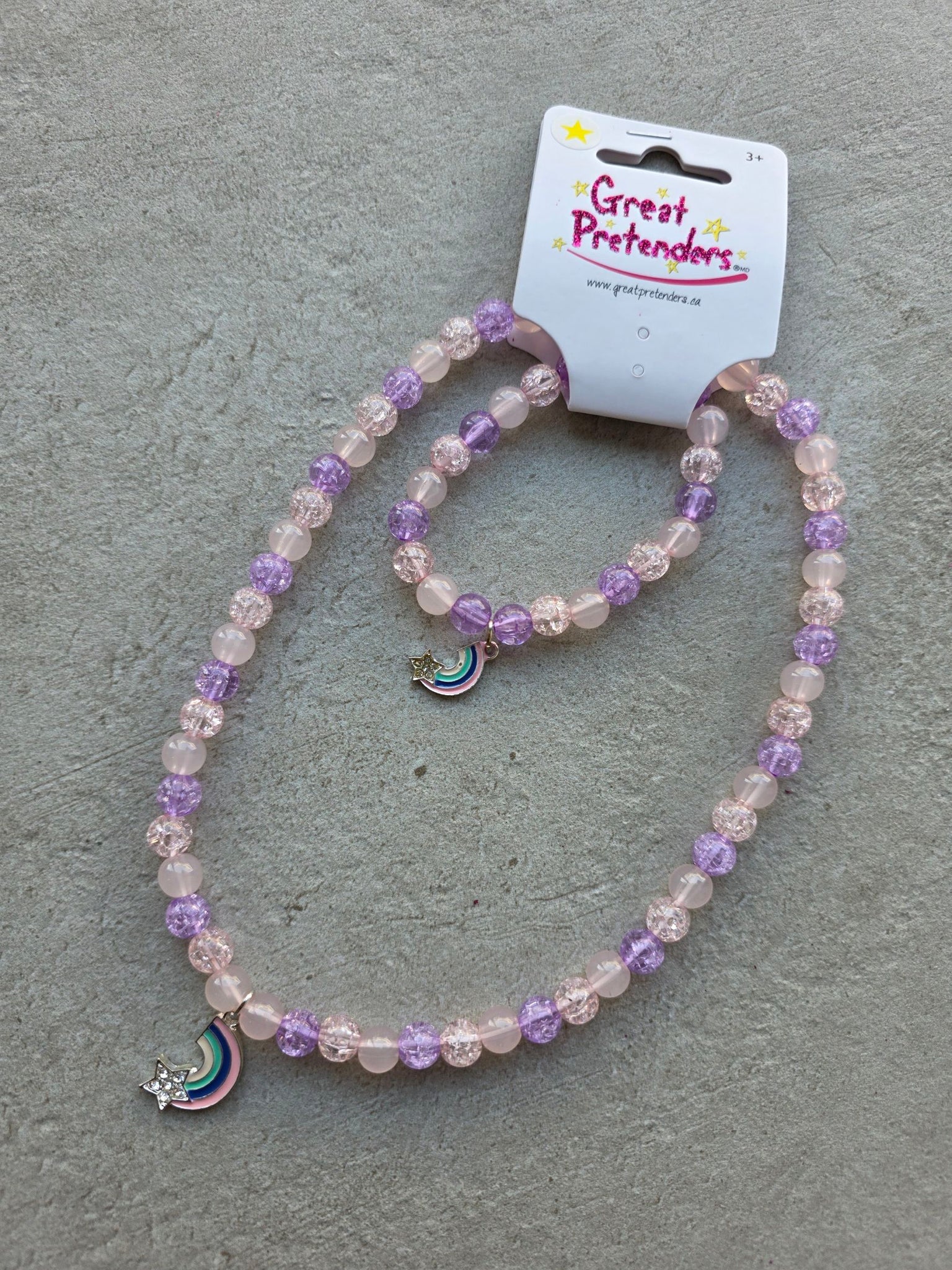 裝扮系列 - 串珠手鍊+項鍊組 - Purple Rainbow