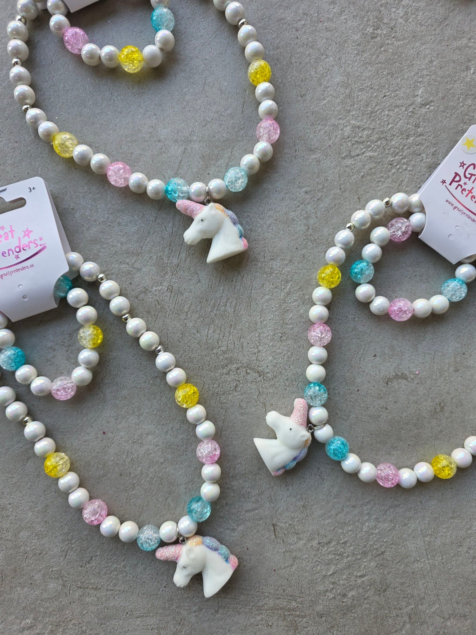 裝扮系列 - 串珠手鍊+項鍊組 - White Unicorn