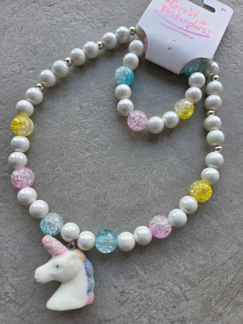 裝扮系列 - 串珠手鍊+項鍊組 - White Unicorn