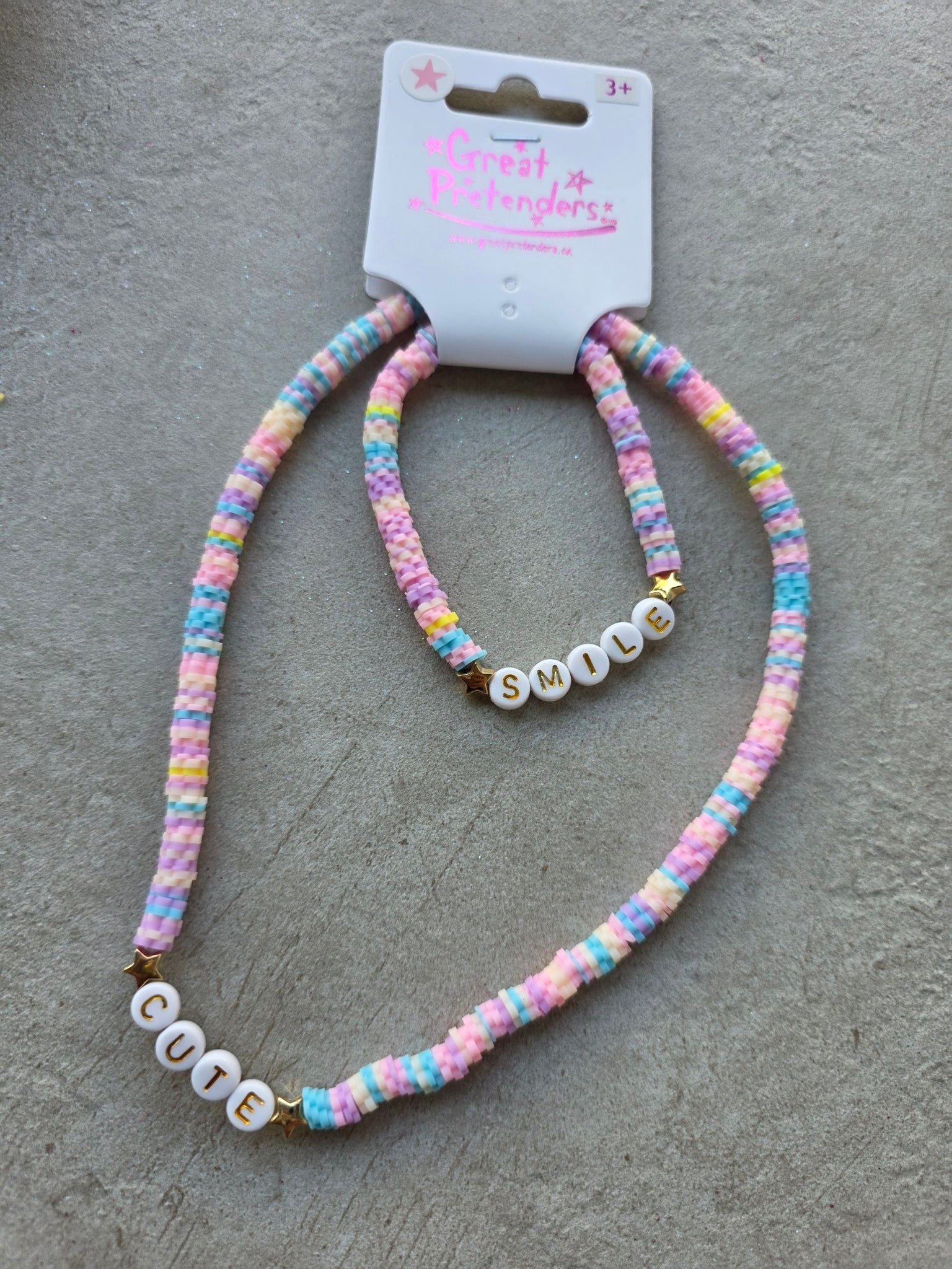 裝扮系列 - 串珠手鍊+項鍊組 - Cute Smile