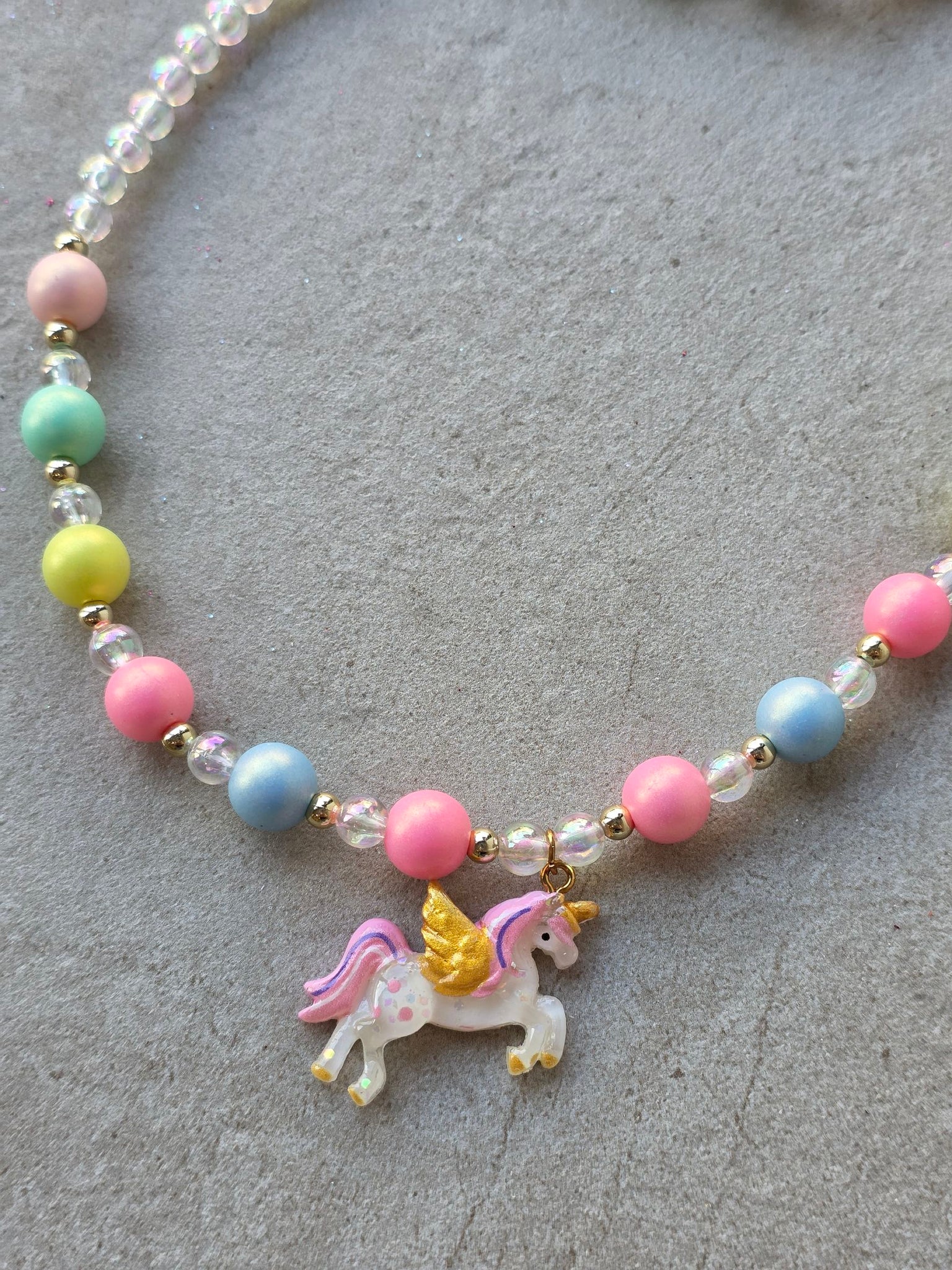 裝扮系列 - 串珠手鍊+項鍊組 - Happy Go Unicorn