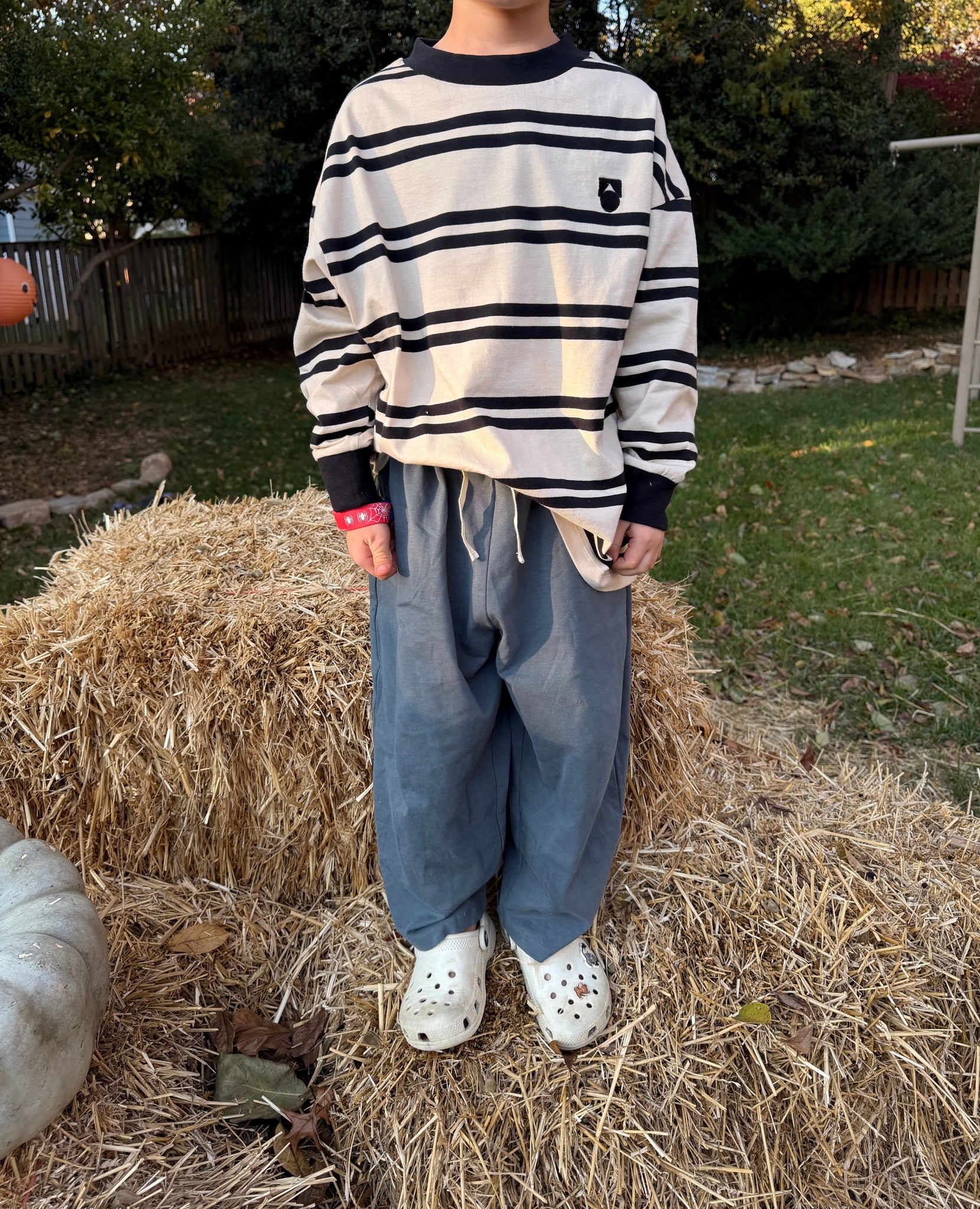 Gray Label - 夏季寬版長褲 - Blue Grey