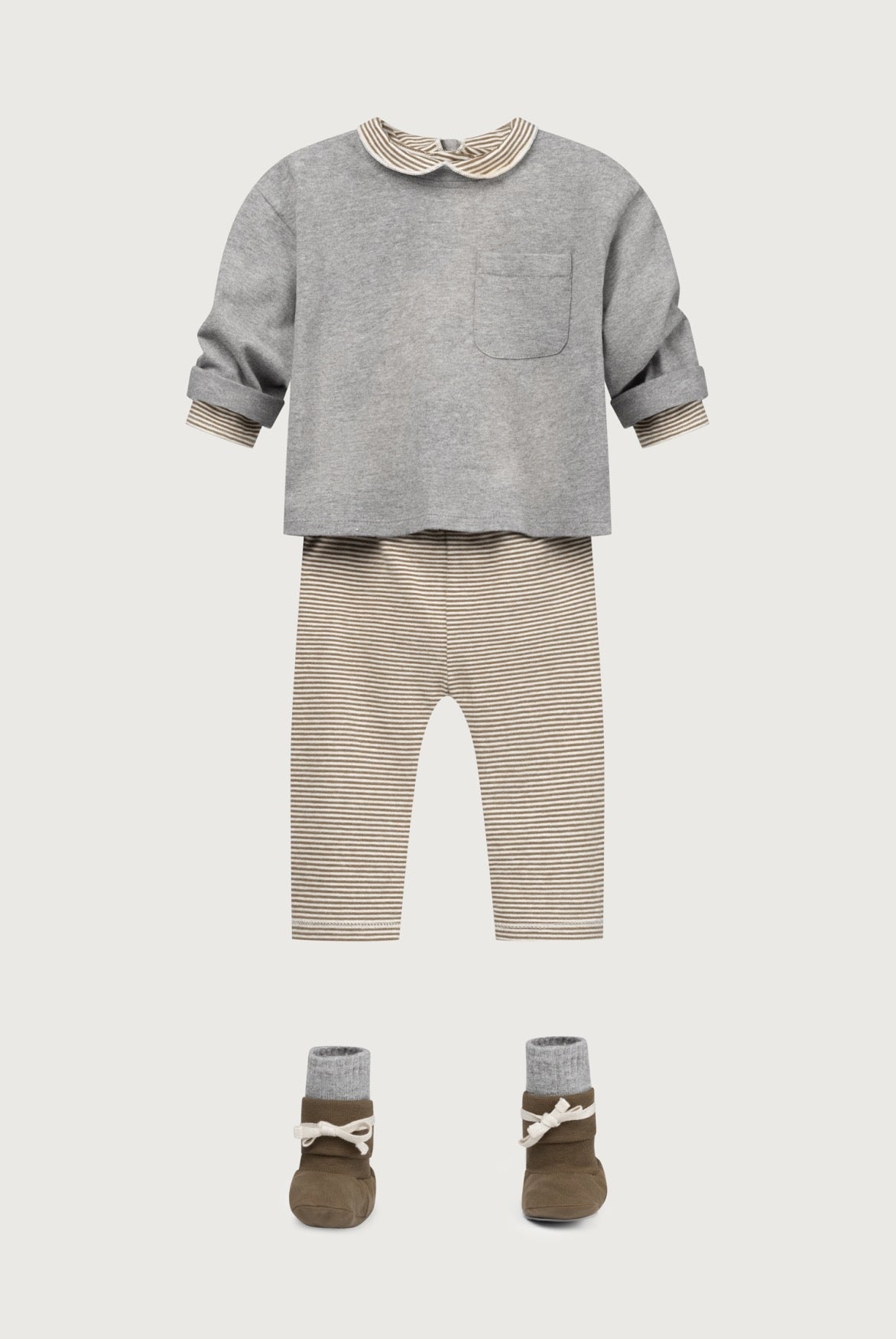 Gray Label - 圓領子包屁衣 - Woody/Cream