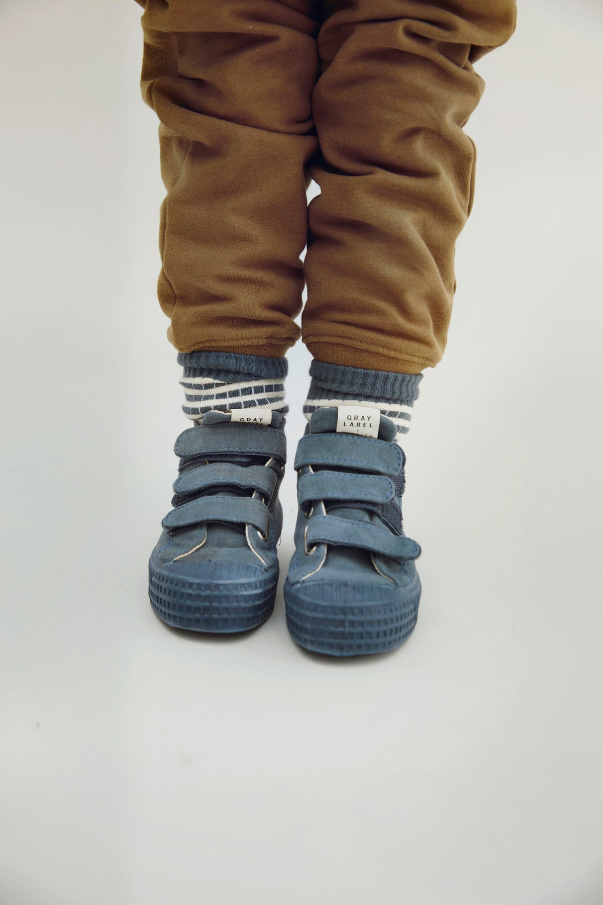 Gray Label - 有機棉短襪2入 - Blue Grey/Cream