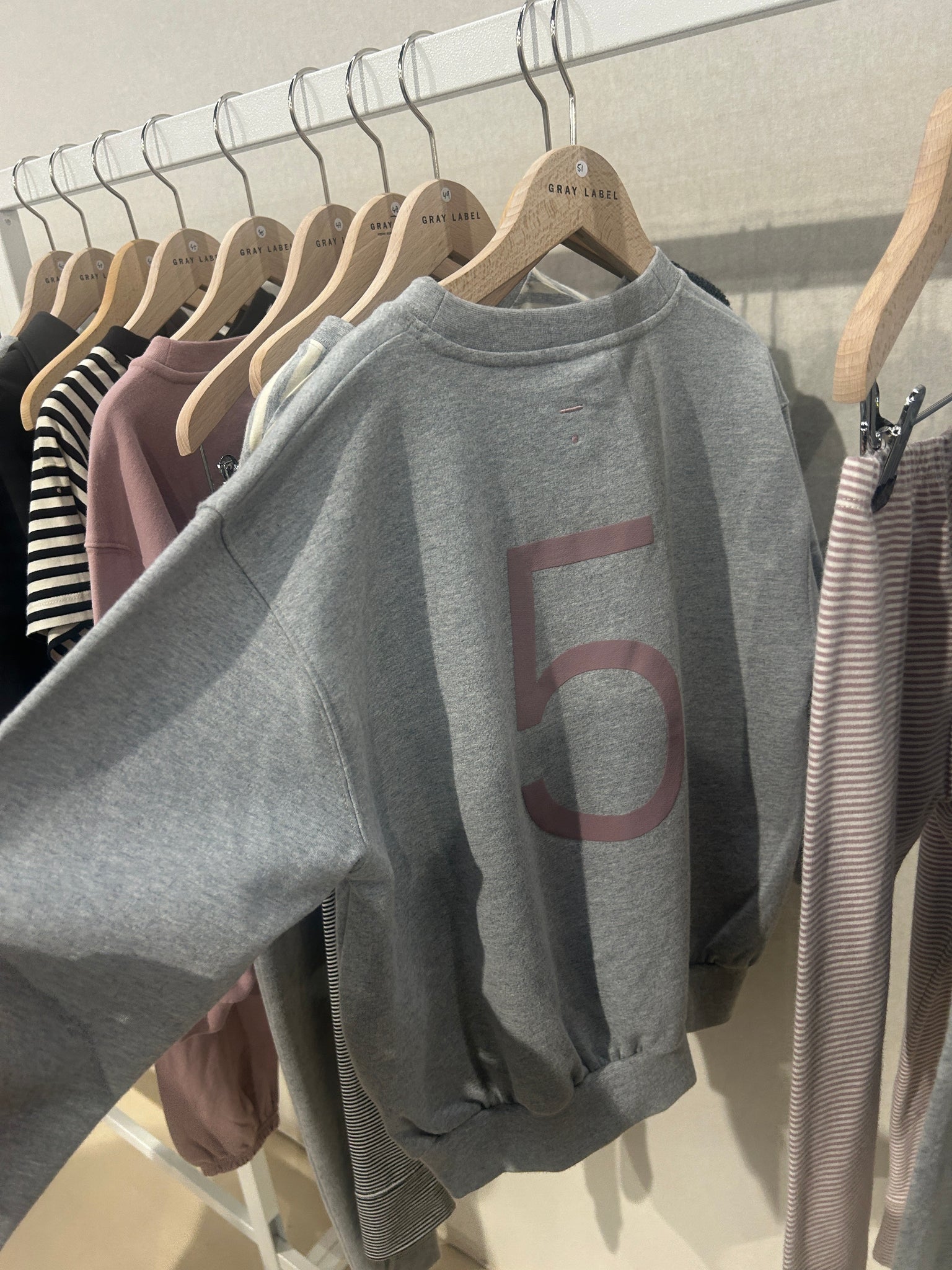 Gray Label - 生日大學T - Grey Melange/Berry (1-8y)