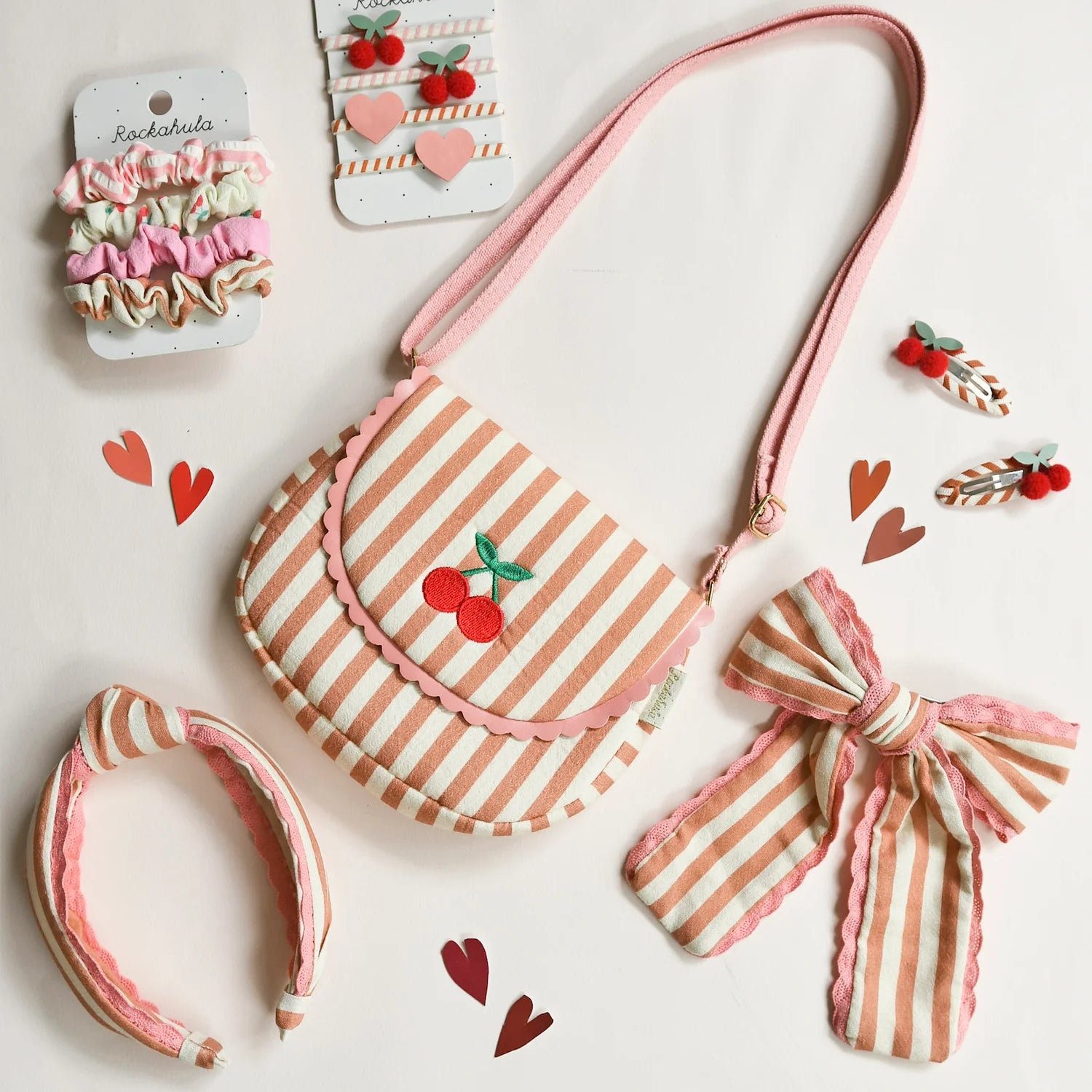 Rockahula Kids - 鏤空髮夾 - Stripy Cherry