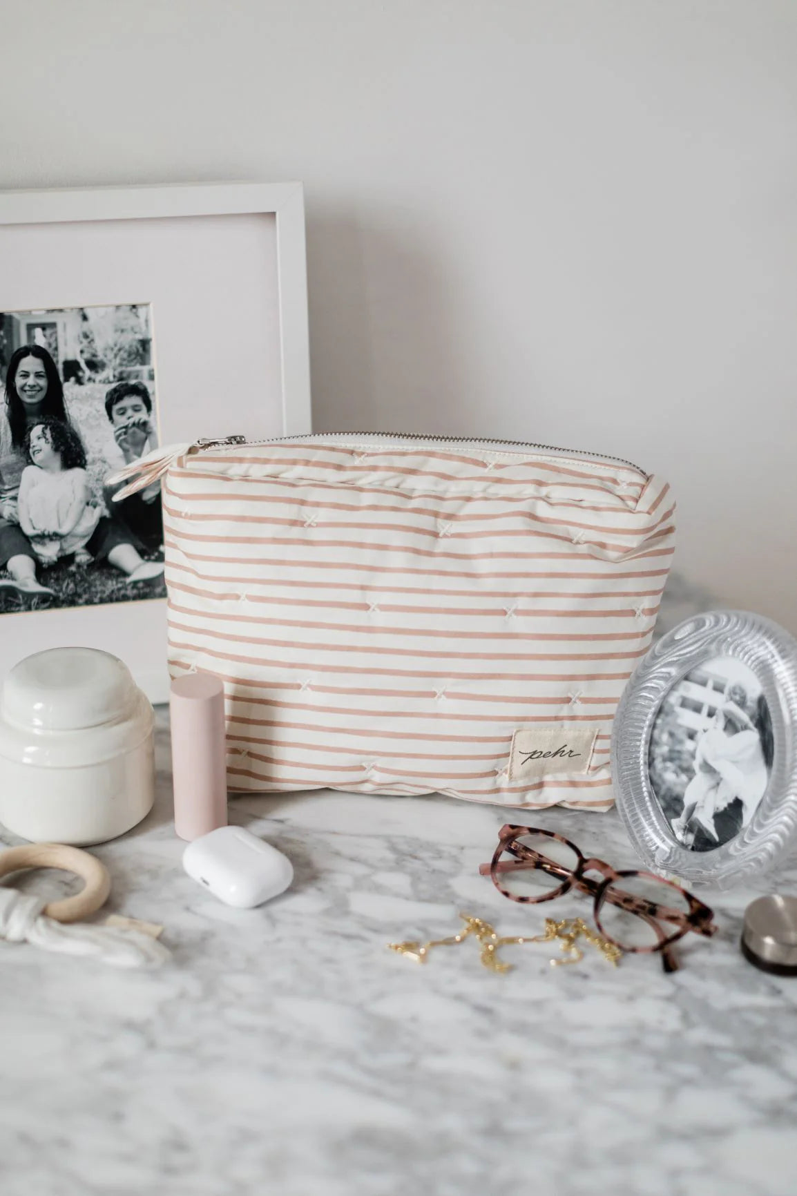 Pehr - 有機棉隨身收納包 (兩個尺寸) - Rose Pink