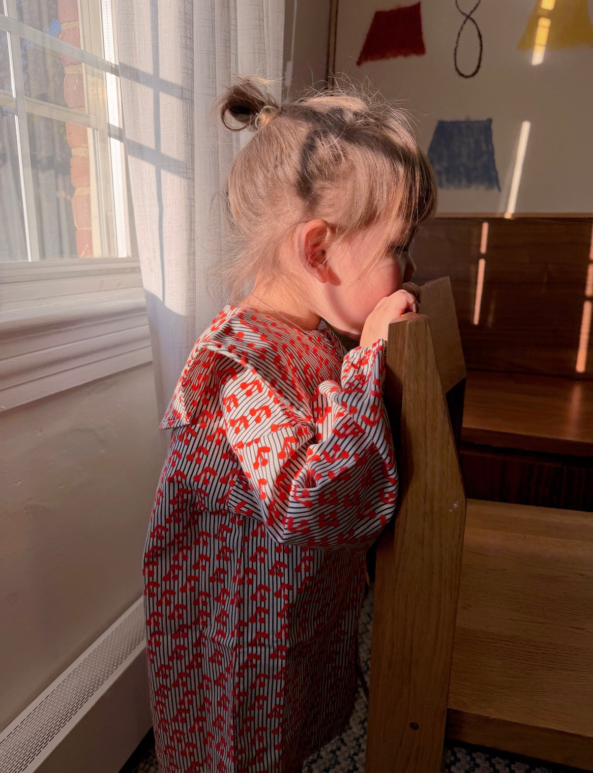 Tiny Cottons - 櫻桃翻領洋裝 - light cream