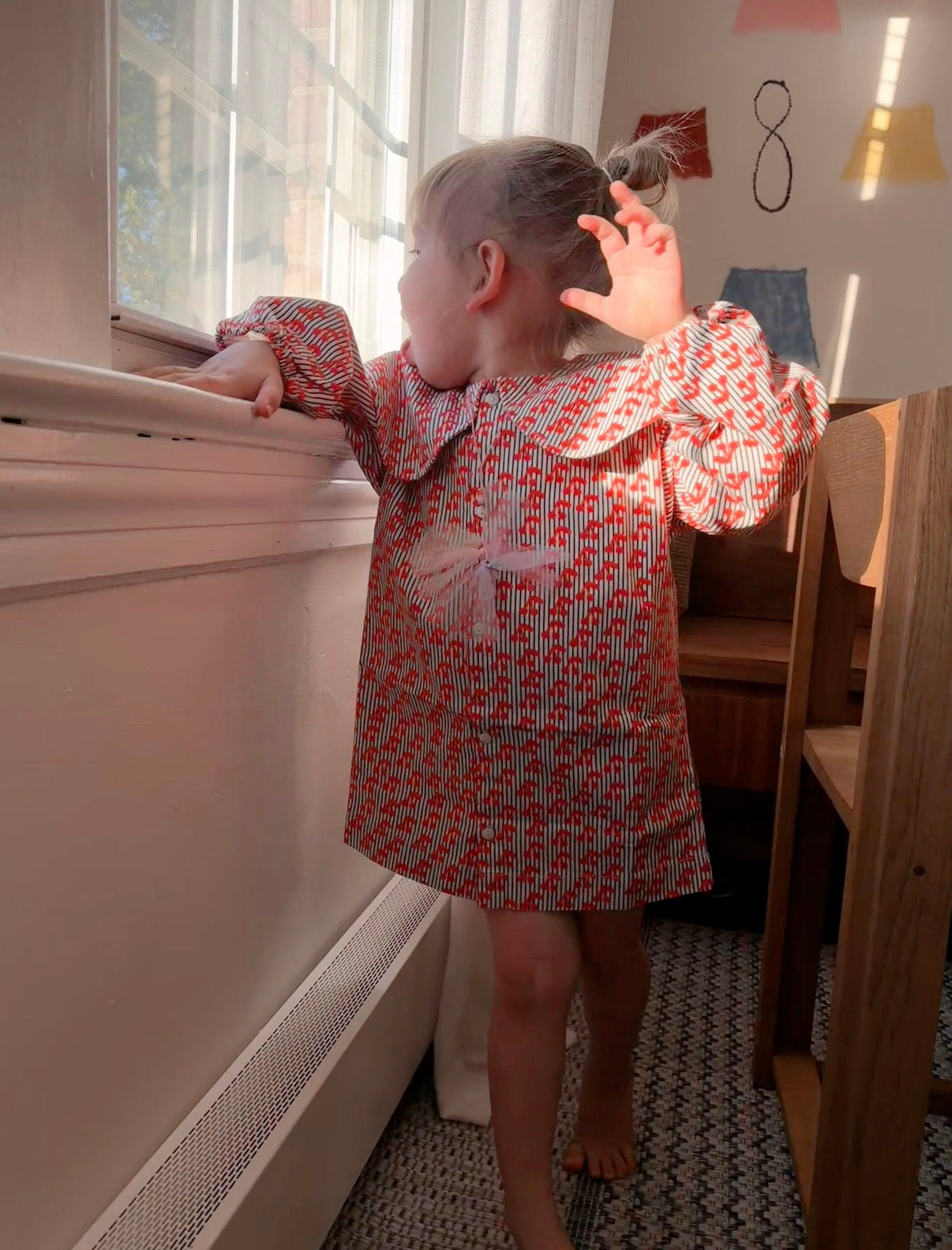 Tiny Cottons - 櫻桃翻領洋裝 - light cream