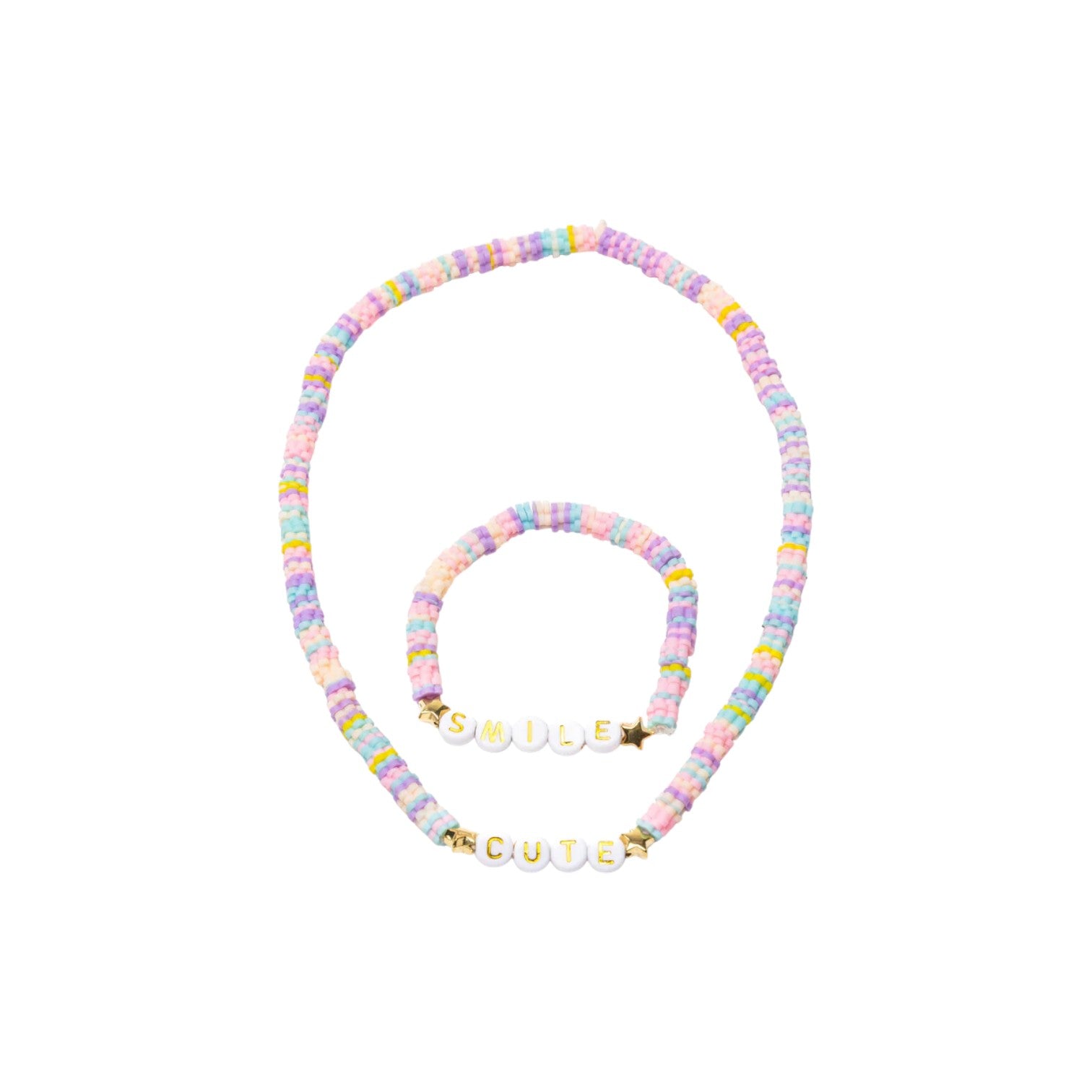裝扮系列 - 串珠手鍊+項鍊組 - Cute Smile
