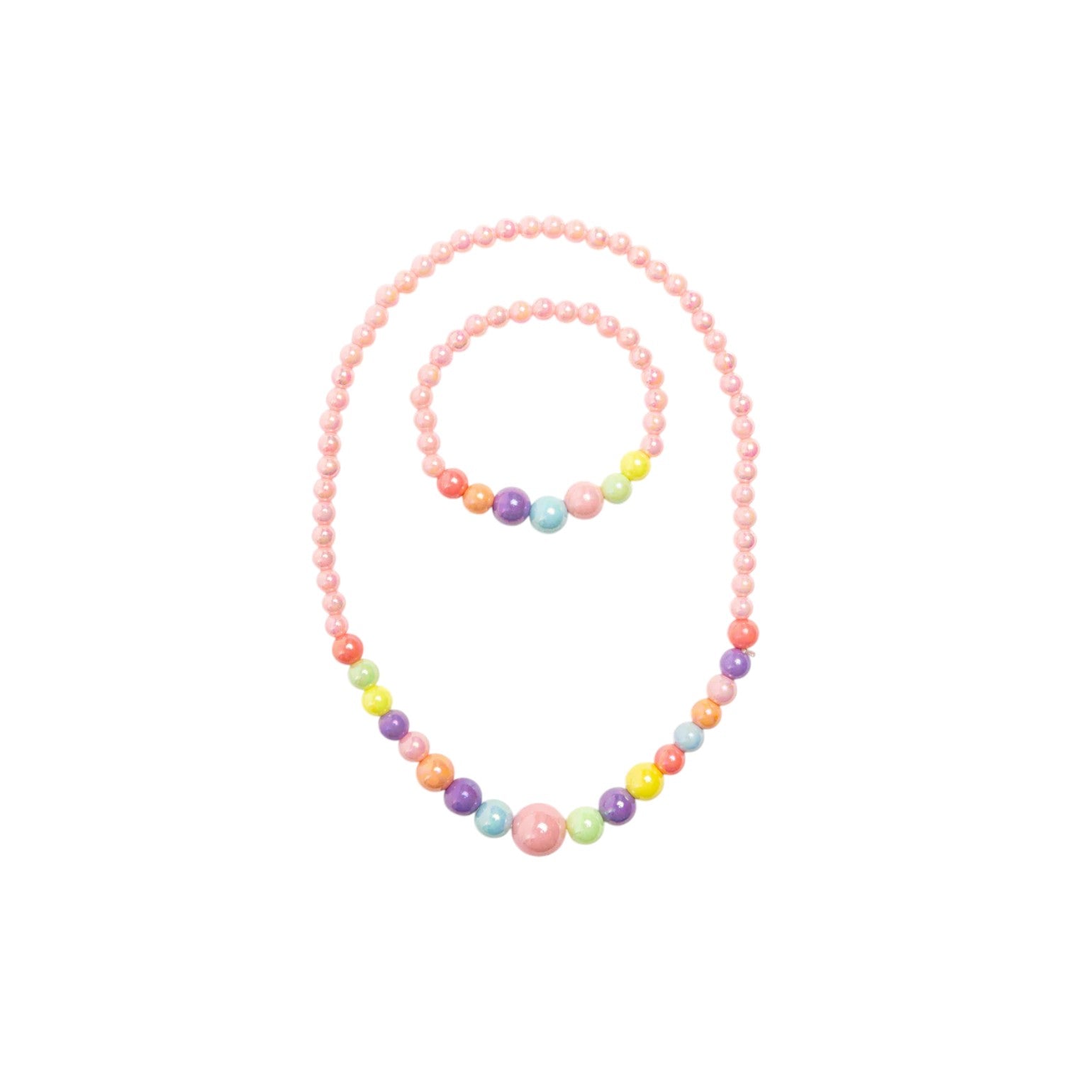 裝扮系列 - 串珠手鍊+項鍊組 - Pearly Pastel