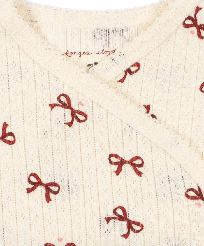 Konges Sløjd - 新生兒開襟長袖包屁衣 - bow rouge