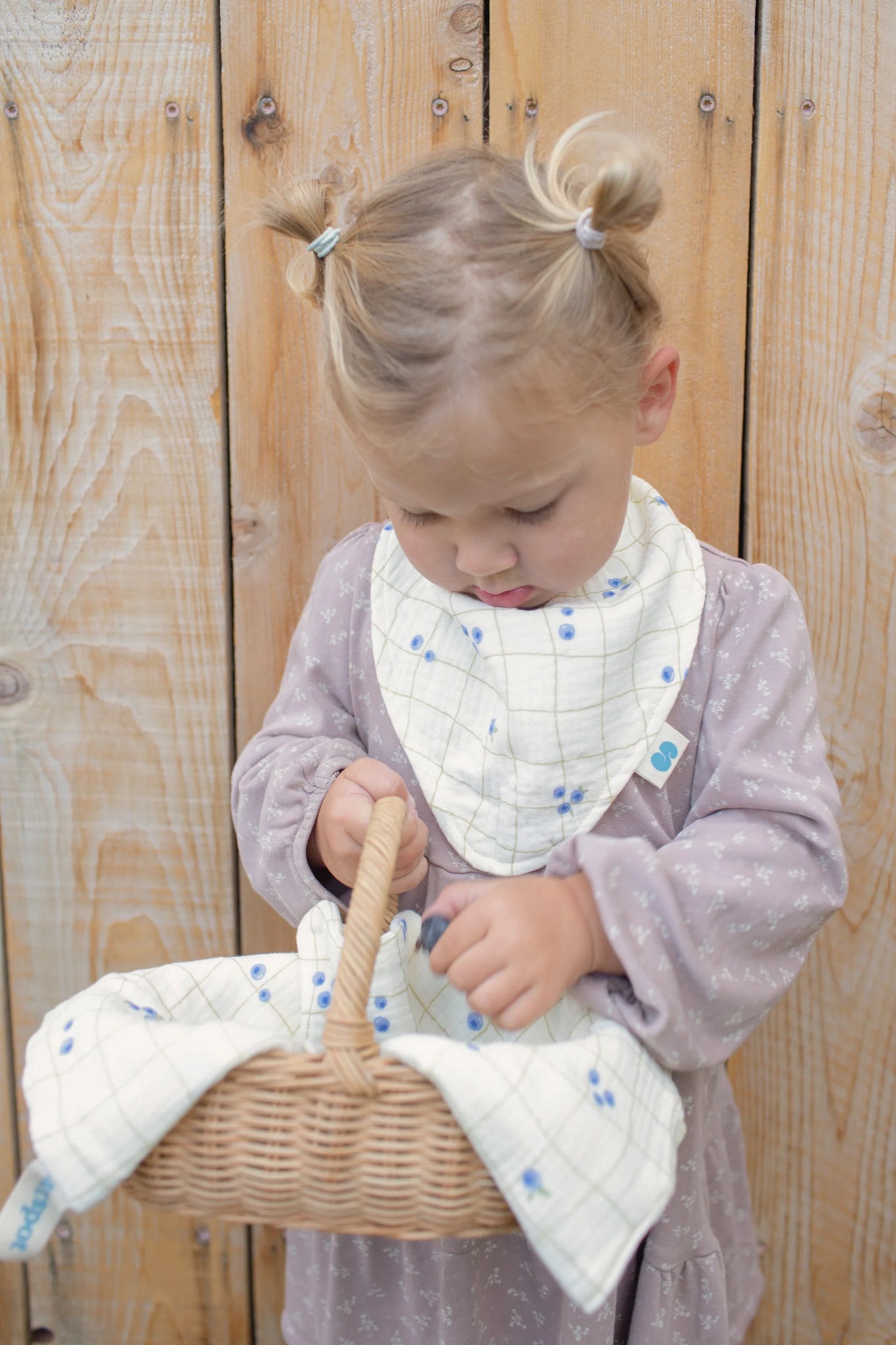 Soft Spot - 有機棉紗領巾口水巾3入組 - Blueberries