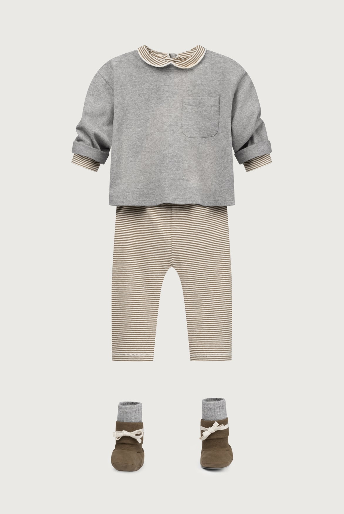 Gray Label - 寶寶長袖口袋Tee - Grey Melange