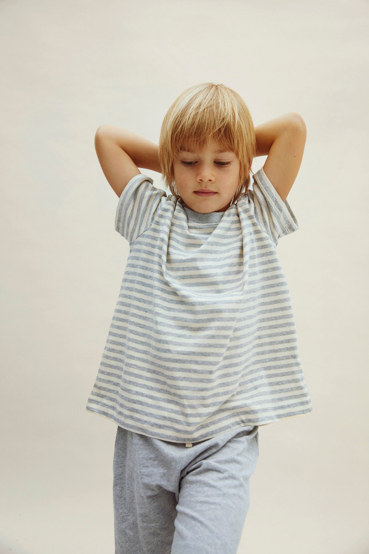 Gray Label - Oversized落肩短袖Tee - Grey Melange/Off White