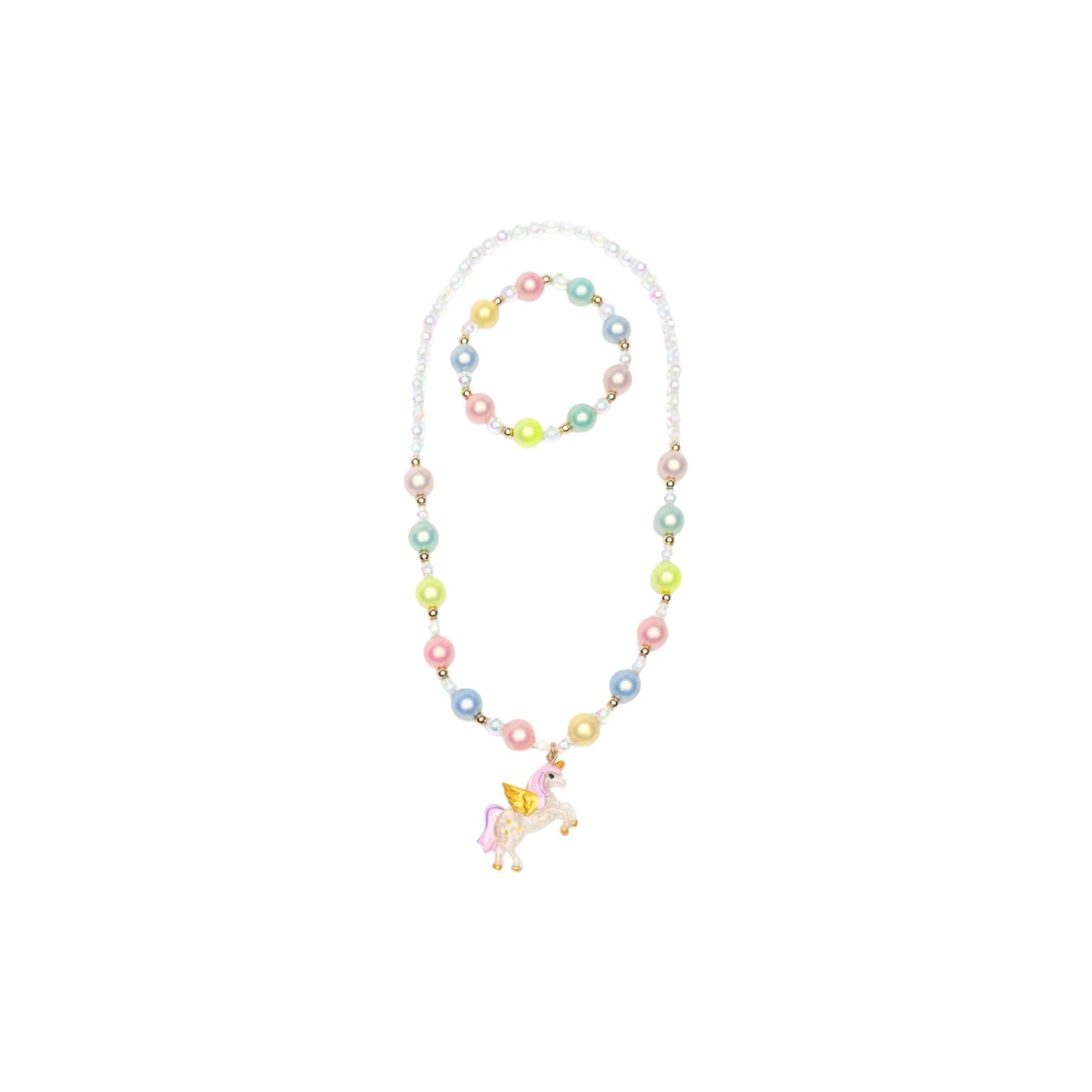 裝扮系列 - 串珠手鍊+項鍊組 - Happy Go Unicorn