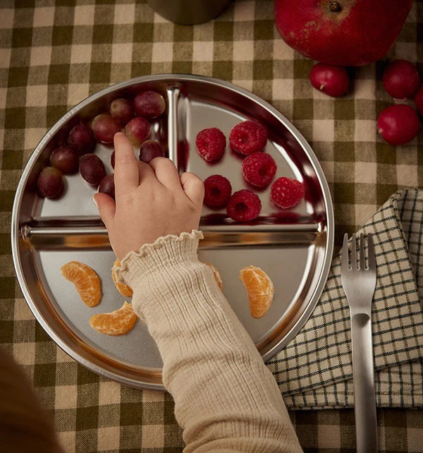 Haps Nordic - 兒童不鏽鋼三格餐盤 - Steel