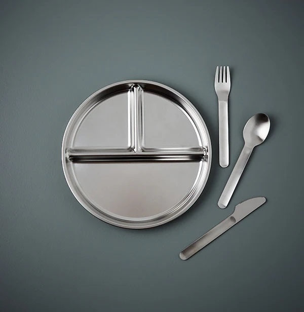 Haps Nordic - 兒童不鏽鋼三格餐盤 - Steel