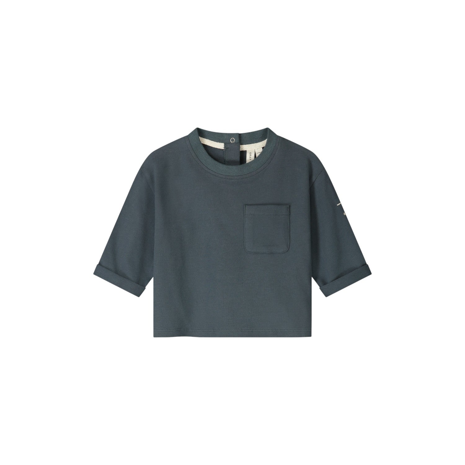 Gray Label - 寶寶長袖口袋Tee - Blue Grey