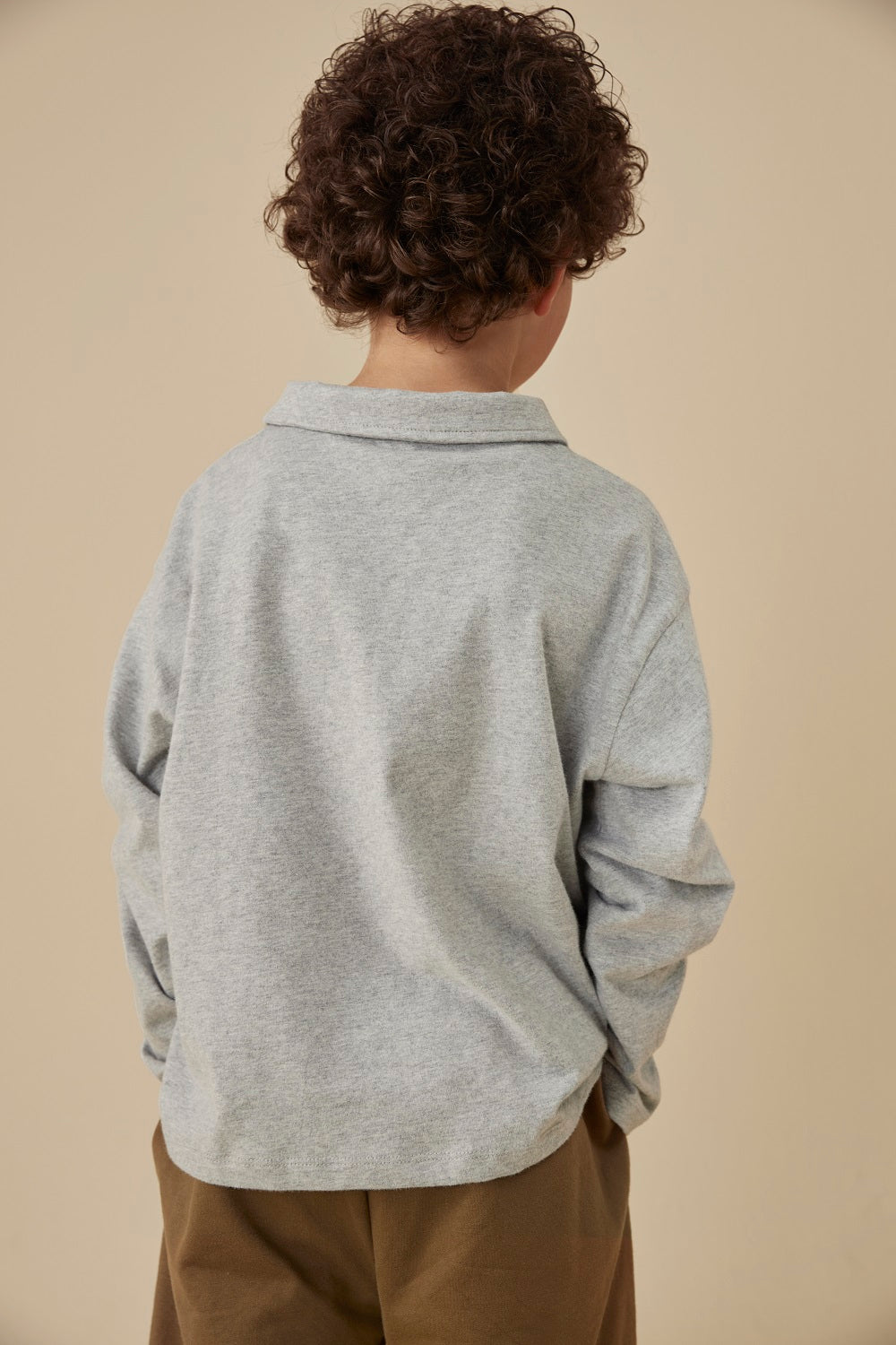Gray Label - 兒童長袖Polo衫 - Grey Melange