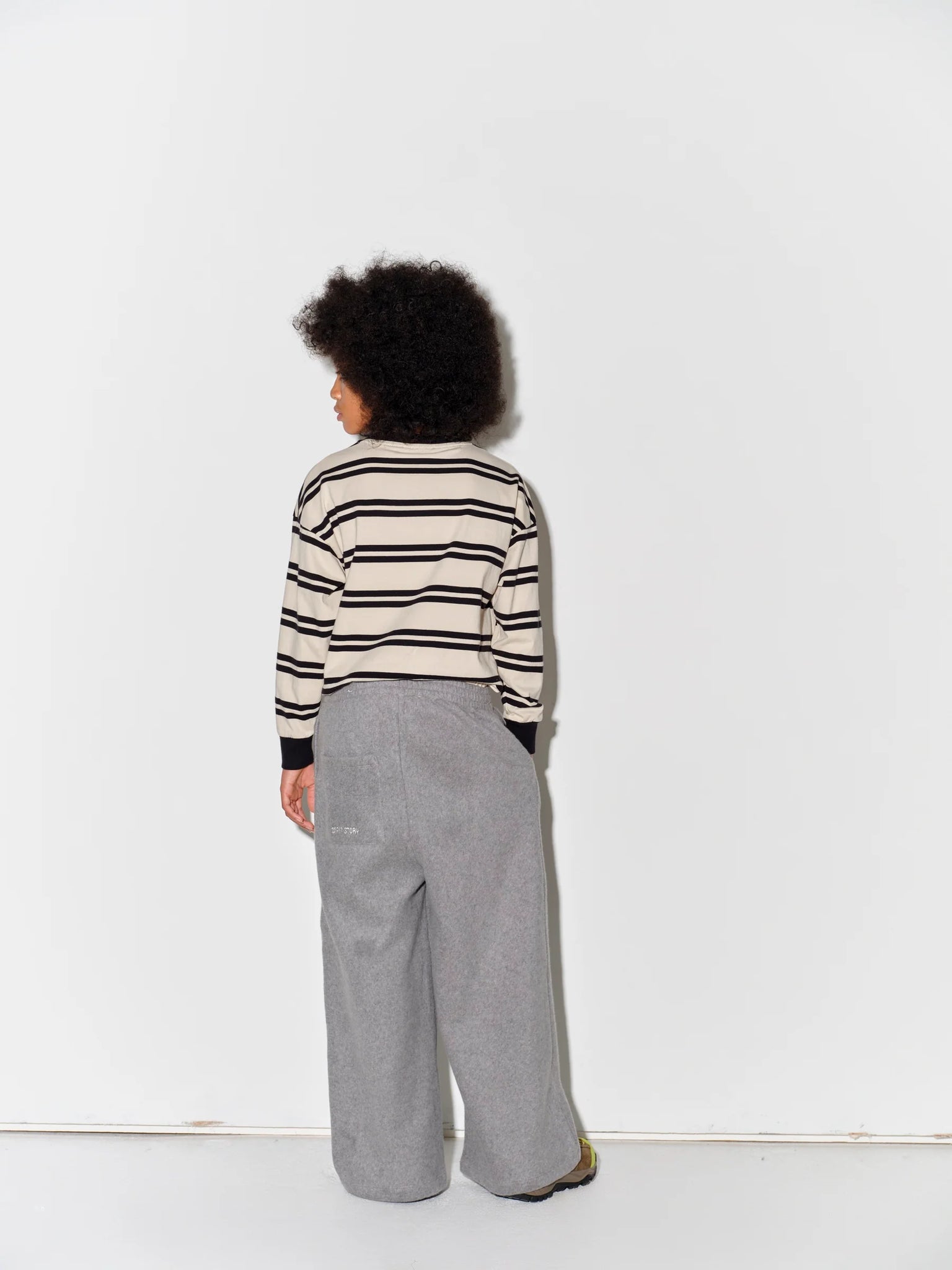 Main Story - 螺紋袖口長袖Tee - Angora Stripe