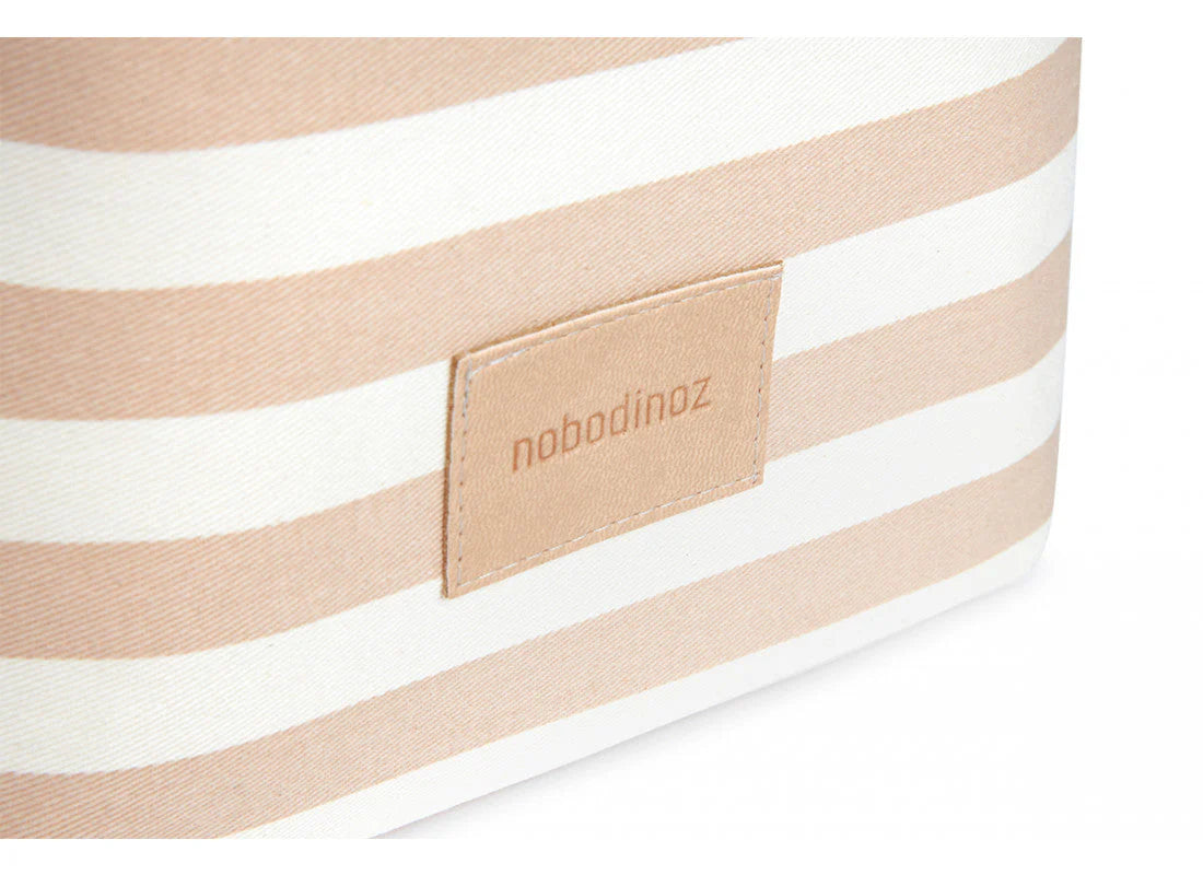 Nobodinoz - 有機棉收納籃 - taupe stripes natural