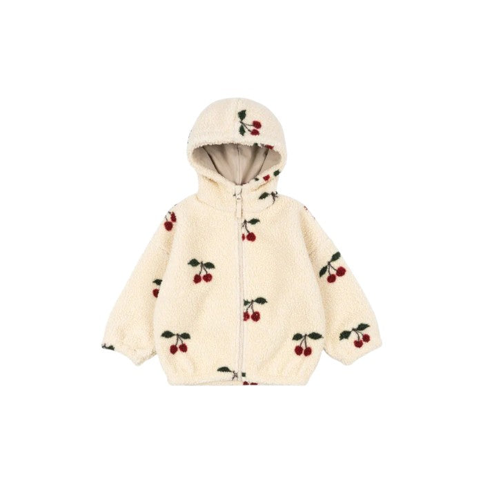 Konges Sløjd - 櫻桃鋪毛連帽外套 - ma grande cerise