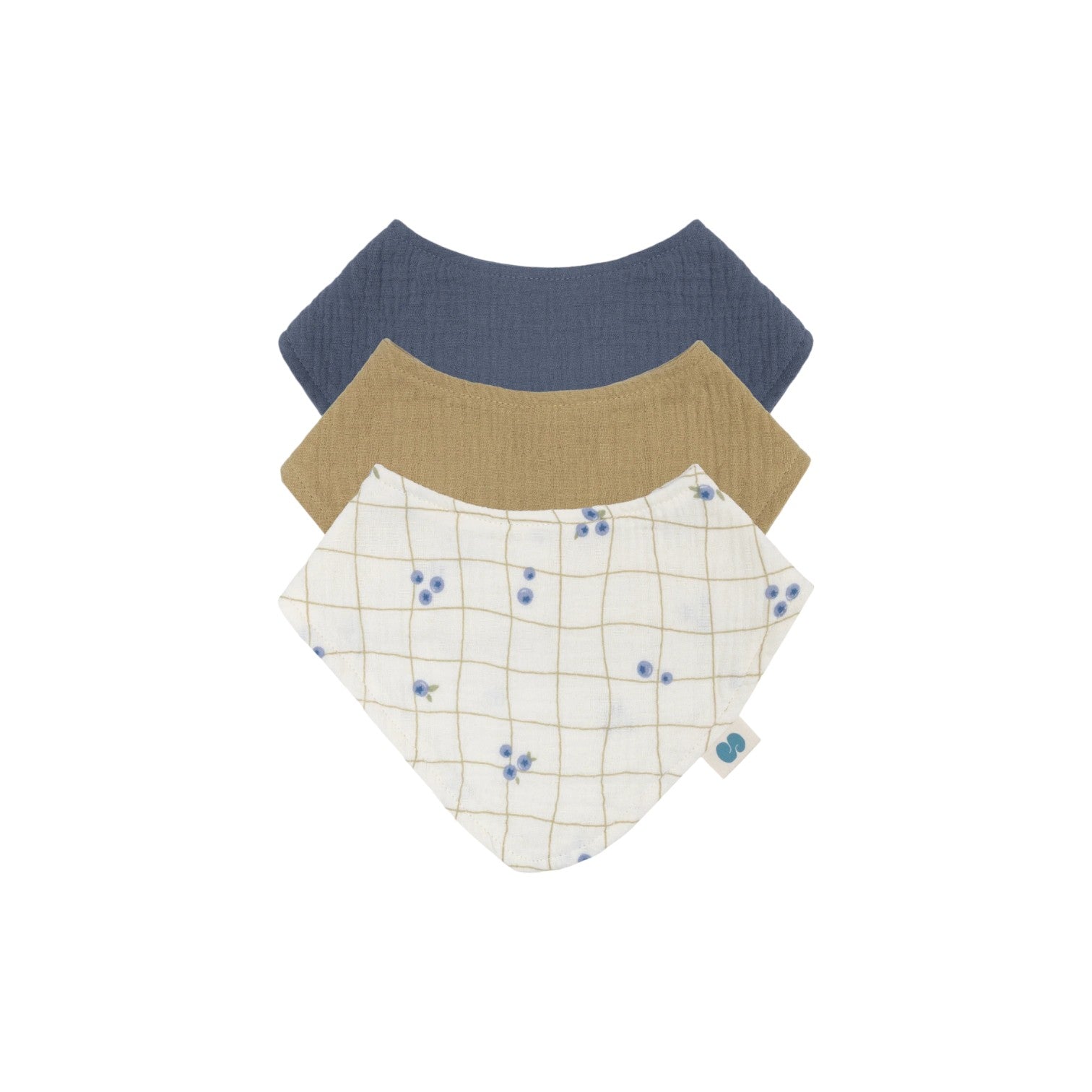 Soft Spot - 有機棉紗領巾口水巾3入組 - Blueberries