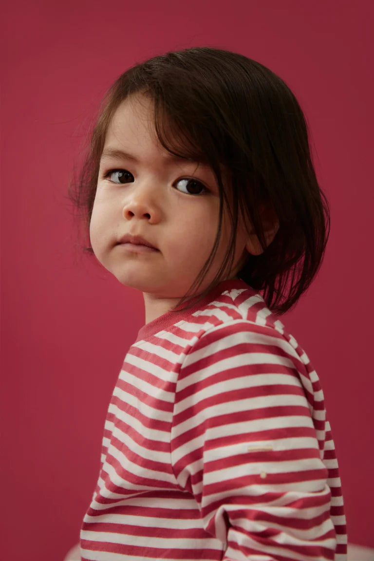 Gray Label - 有機棉長袖Tee - 5-6y - Cherry/Off White