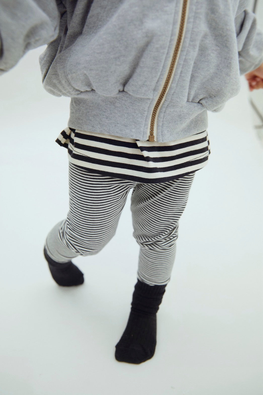 Gray Label - 兒童有機棉Leggings - Nearly Black/Cream