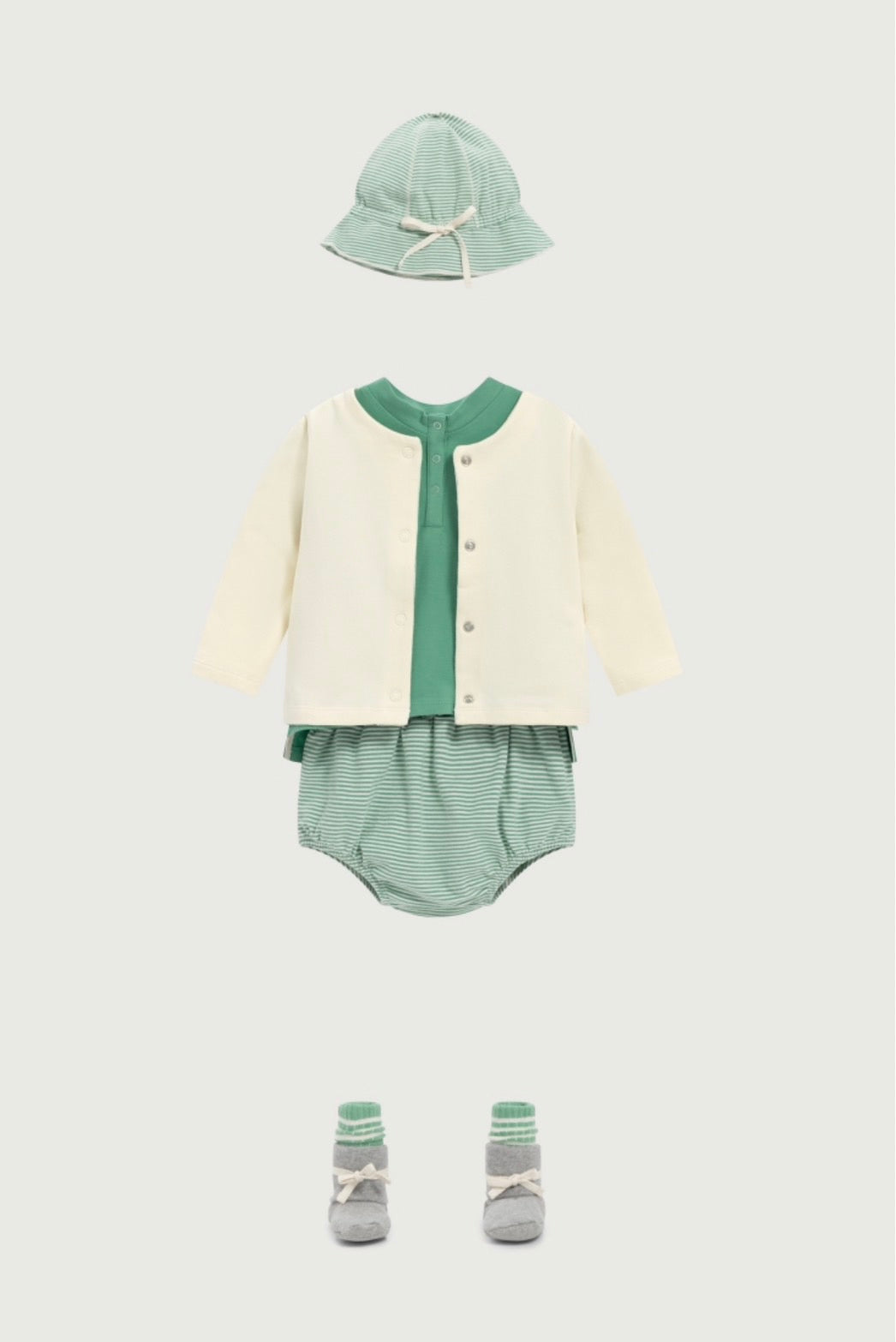 Gray Label - 寶寶燈籠褲 - Bright Green/Cream