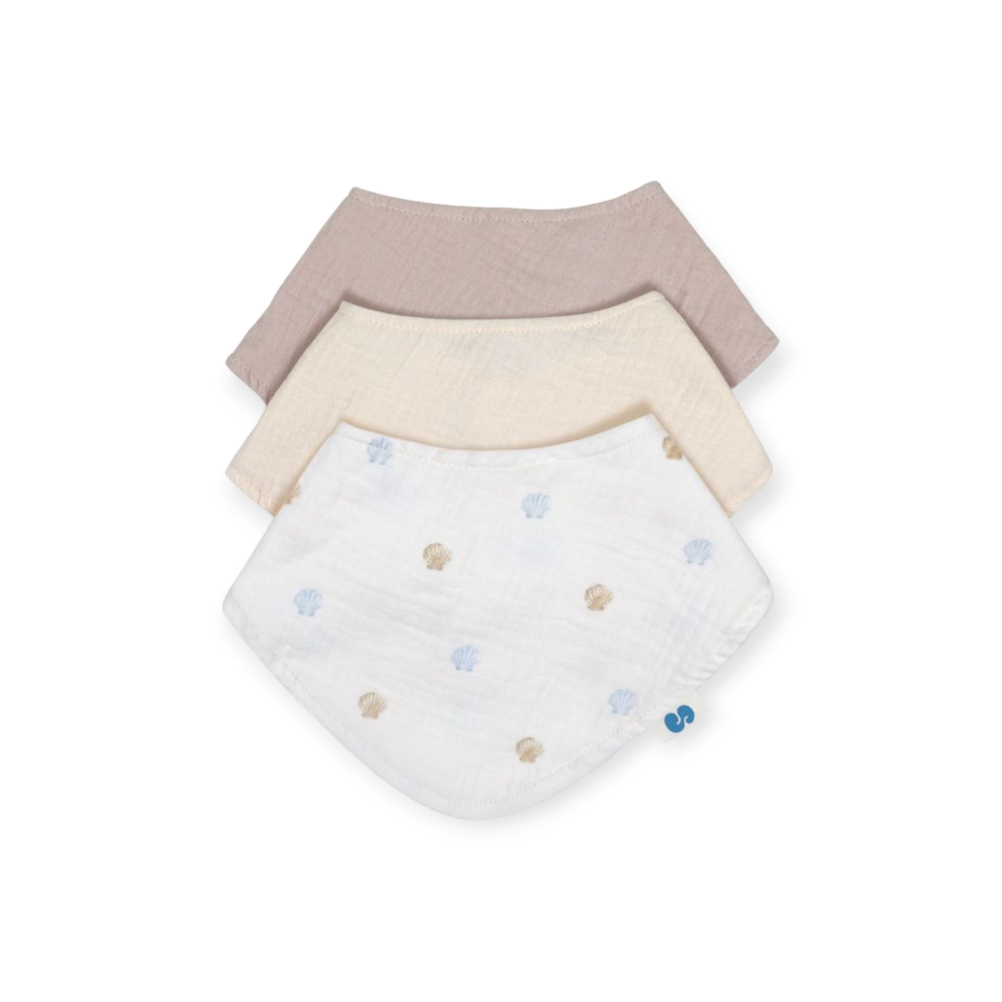 Soft Spot - 有機棉紗領巾口水巾3入組 - Seaside