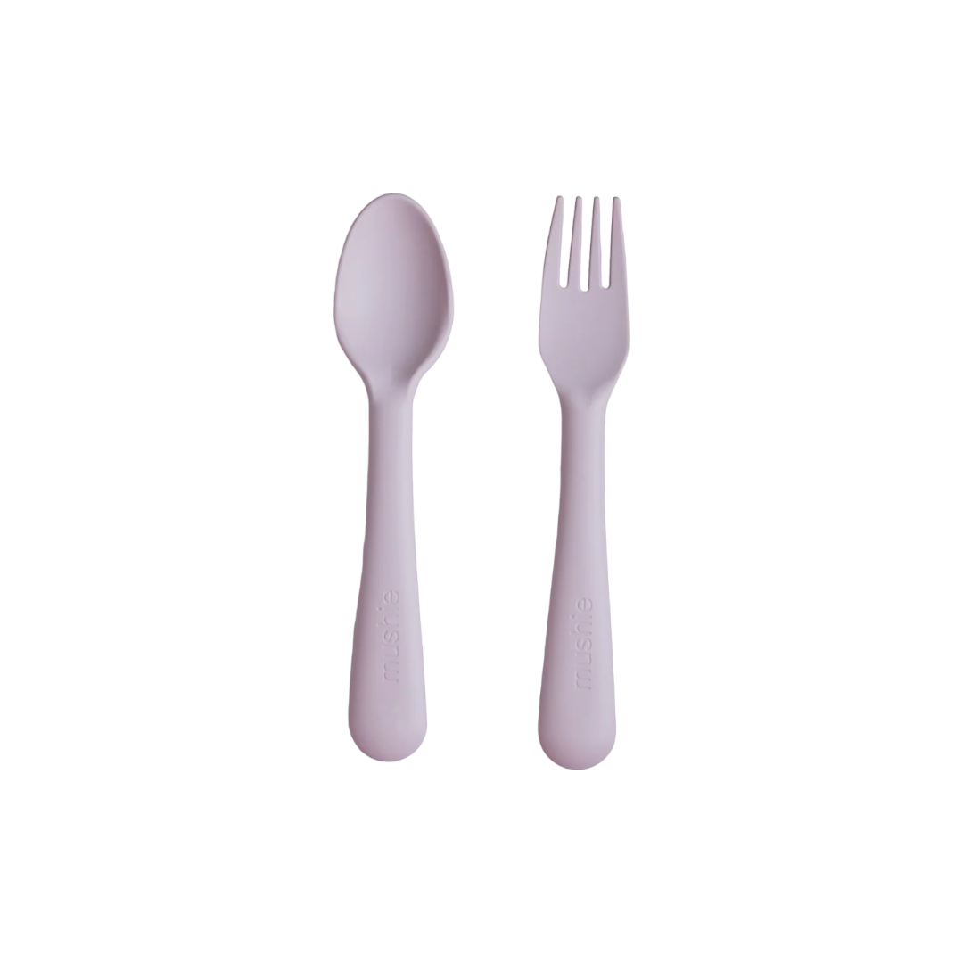 Mushie - 叉匙餐具組 - Soft Lilac